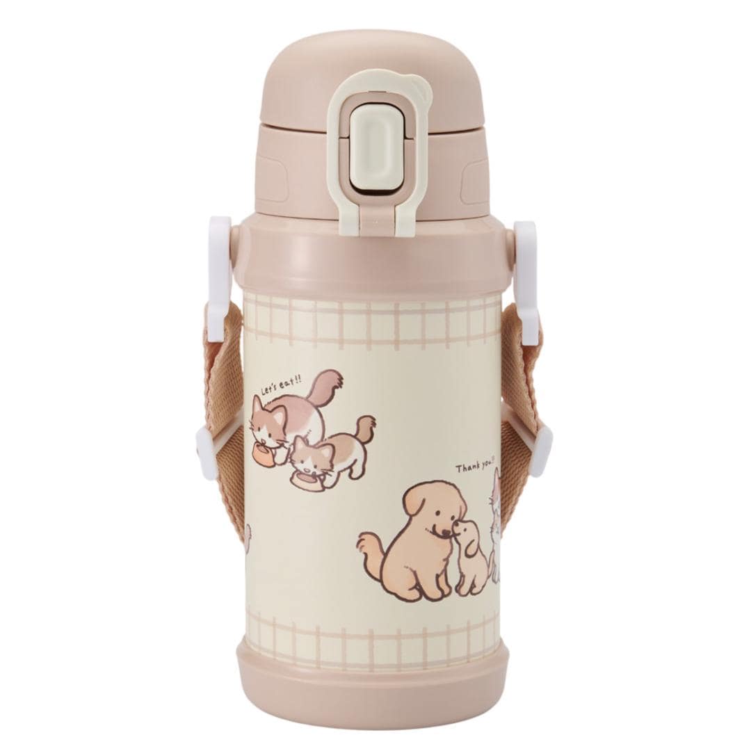 Reach Will ボトル 保冷 キッズ RYI-KS60 通販 水筒 ステンレスボトル ステンレス製ボトル ワンタッチ リーチウィル 子供 子ども こども 男の子 女の子 ステンレス製 小学生 幼稚園 保育園 キッチン用品 ギフト 贈り物 イヌとネコ ・