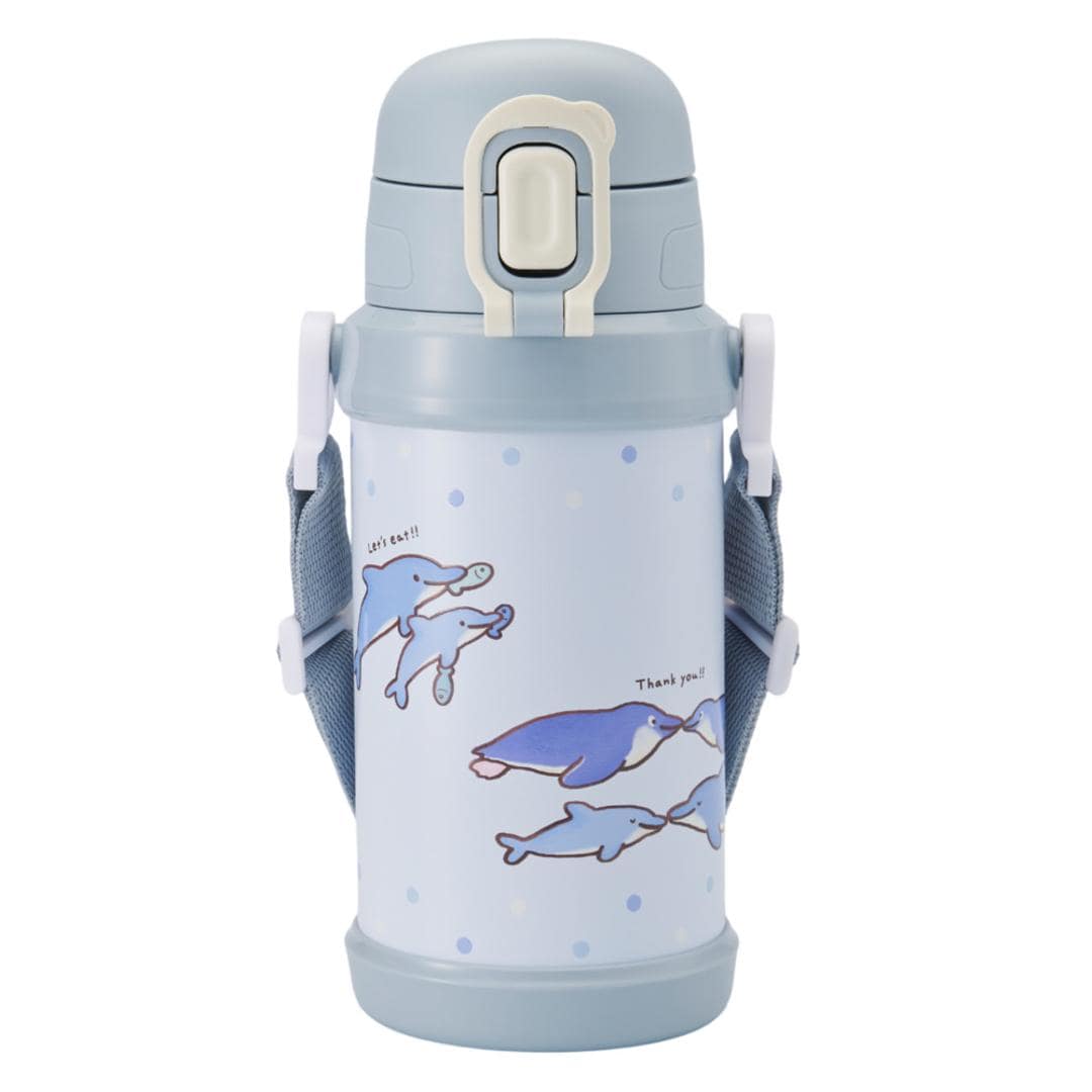 Reach Will ボトル 保冷 キッズ RYI-KS60 通販 水筒 ステンレスボトル ステンレス製ボトル ワンタッチ リーチウィル 子供 子ども こども 男の子 女の子 ステンレス製 小学生 幼稚園 保育園 キッチン用品 ギフト 贈り物 ペンギンとイルカ ・