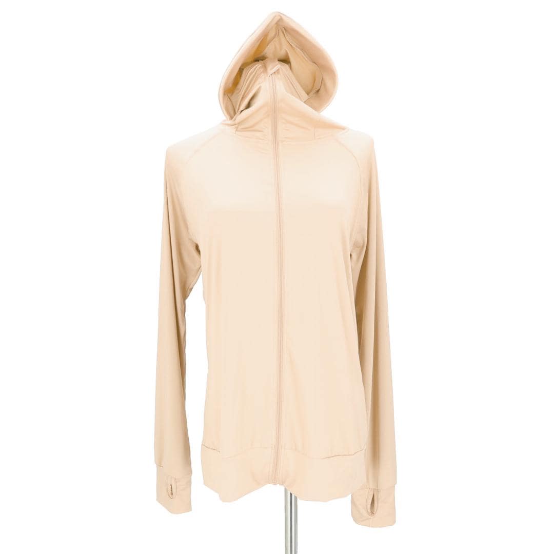 ラッシュガード レディース つば 通販 接触冷感 つば付き レディースラッシュガード 長袖ラッシュガード パーカー ビーチウェア マリンウェア トップス 上着 羽織り 夏 海 海水浴 ビーチ 日よけ 日除け プール レジャー アウトドア スポーツ 運動 ベージュ Mサイズ