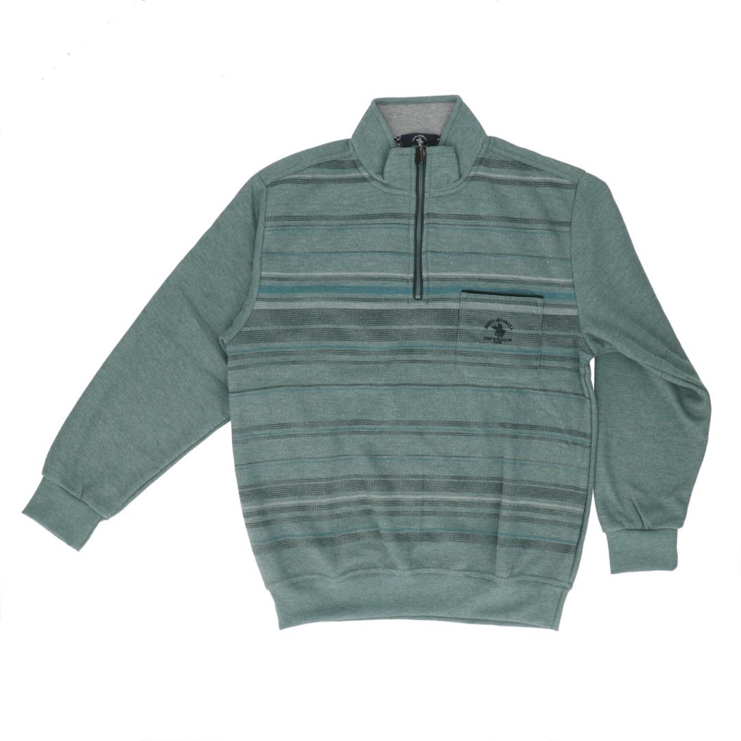 サンタバーバラ トレーナー 6547 通販 プルオーバー メンズ ブランド SANTA BARBARA POLO & RACQUET CLUB 裏起毛 ハーフジップ ゴルフウェア ハイネック スタンドネック おしゃれ シニア ゴルフ 男性 紳士 トップス ボーダーGREEN Mサイズ
