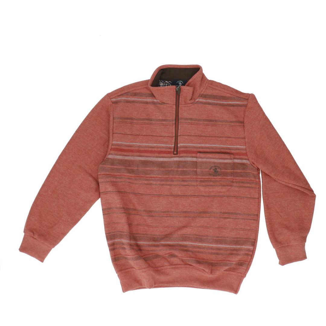 サンタバーバラ トレーナー 6547 通販 プルオーバー メンズ ブランド SANTA BARBARA POLO & RACQUET CLUB 裏起毛 ハーフジップ ゴルフウェア ハイネック スタンドネック おしゃれ シニア ゴルフ 男性 紳士 トップス ボーダーORANGE Mサイズ