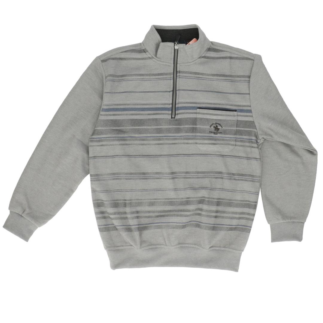 サンタバーバラ トレーナー 6547 通販 プルオーバー メンズ ブランド SANTA BARBARA POLO & RACQUET CLUB 裏起毛 ハーフジップ ゴルフウェア ハイネック スタンドネック おしゃれ シニア ゴルフ 男性 紳士 トップス ボーダーTOP/GREY Mサイズ