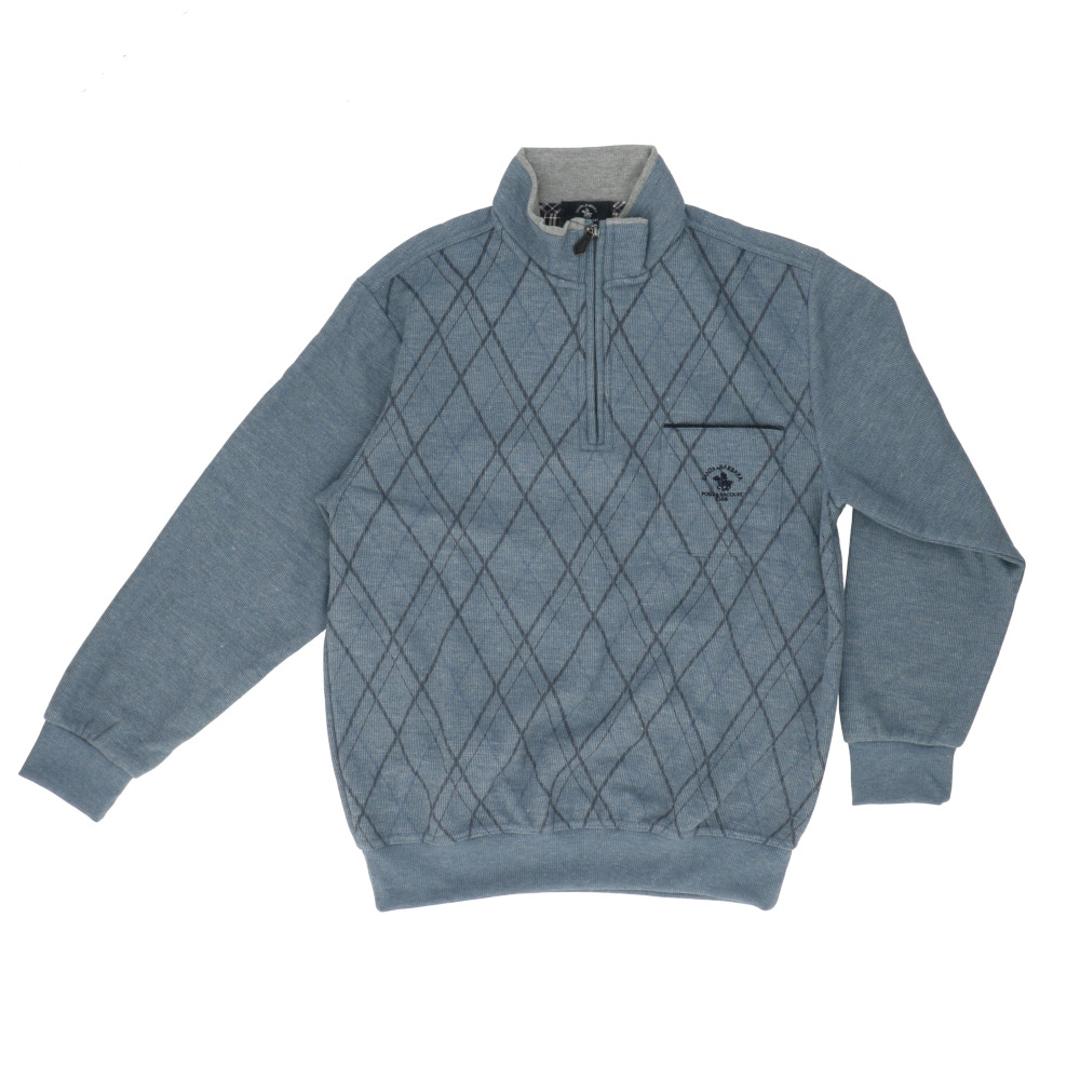 サンタバーバラ トレーナー 6547 通販 プルオーバー メンズ ブランド SANTA BARBARA POLO & RACQUET CLUB 裏起毛 ハーフジップ ゴルフウェア ハイネック スタンドネック おしゃれ シニア ゴルフ 男性 紳士 トップス ダイヤBLUE Mサイズ