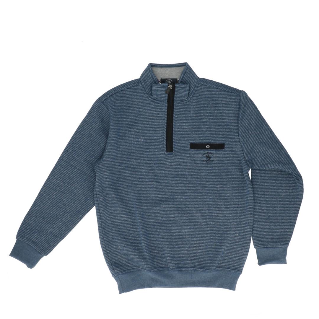 サンタバーバラ トレーナー 6547 通販 プルオーバー メンズ ブランド SANTA BARBARA POLO & RACQUET CLUB 裏起毛 ハーフジップ ゴルフウェア ハイネック スタンドネック おしゃれ シニア ゴルフ 男性 紳士 トップス インレイボーダーBLUE Mサイズ