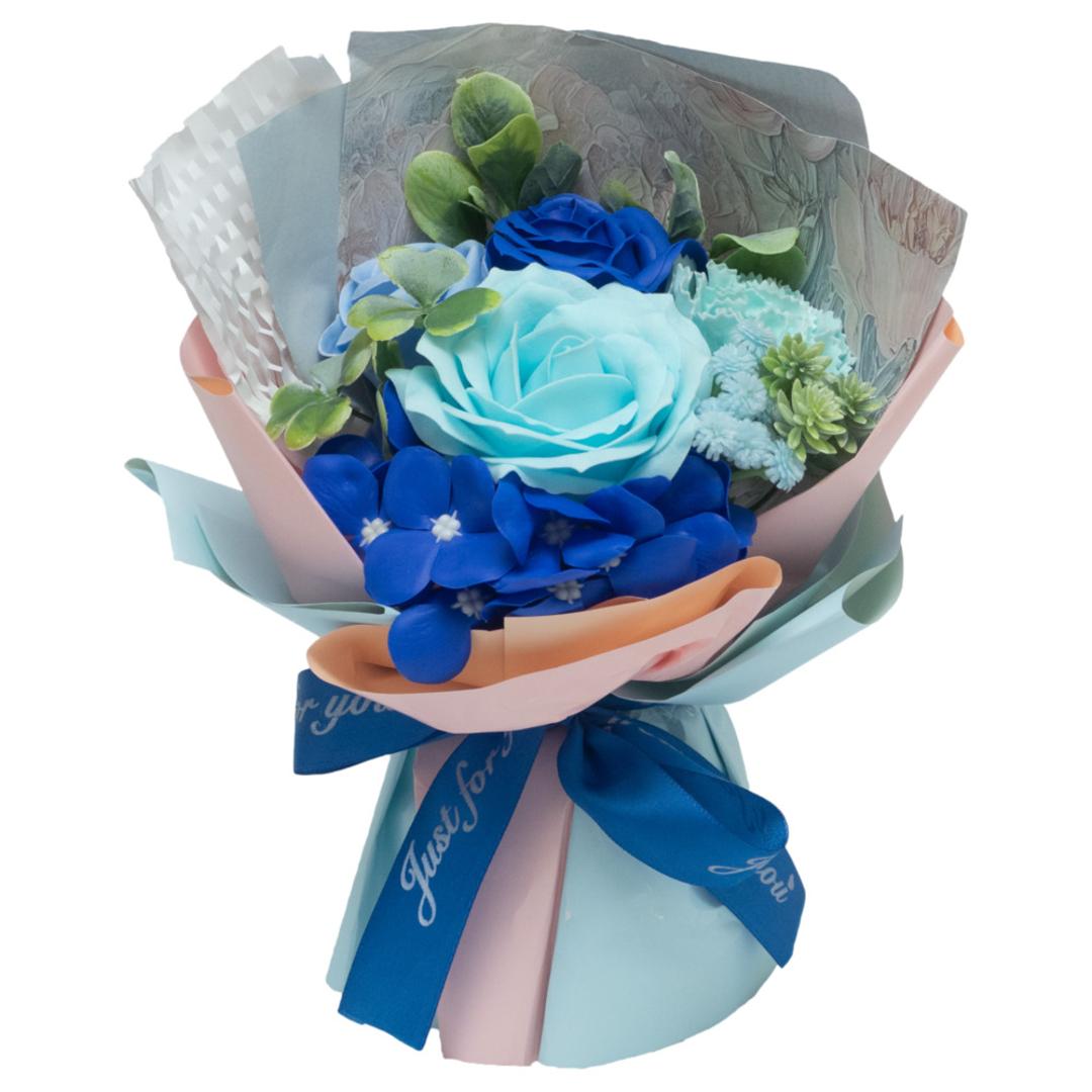 ブーケ ソープフラワー 観賞用 通販 造花 ソープフラワーギフト ウィッシュコアブーケ 贈りもの 贈り物 贈物 かわいい 可愛い 鮮やか ボリューミー 上品 お祝い 生活雑貨 生活用品 インテリア雑貨 日用品 おしゃれ オシャレ ブルー ・