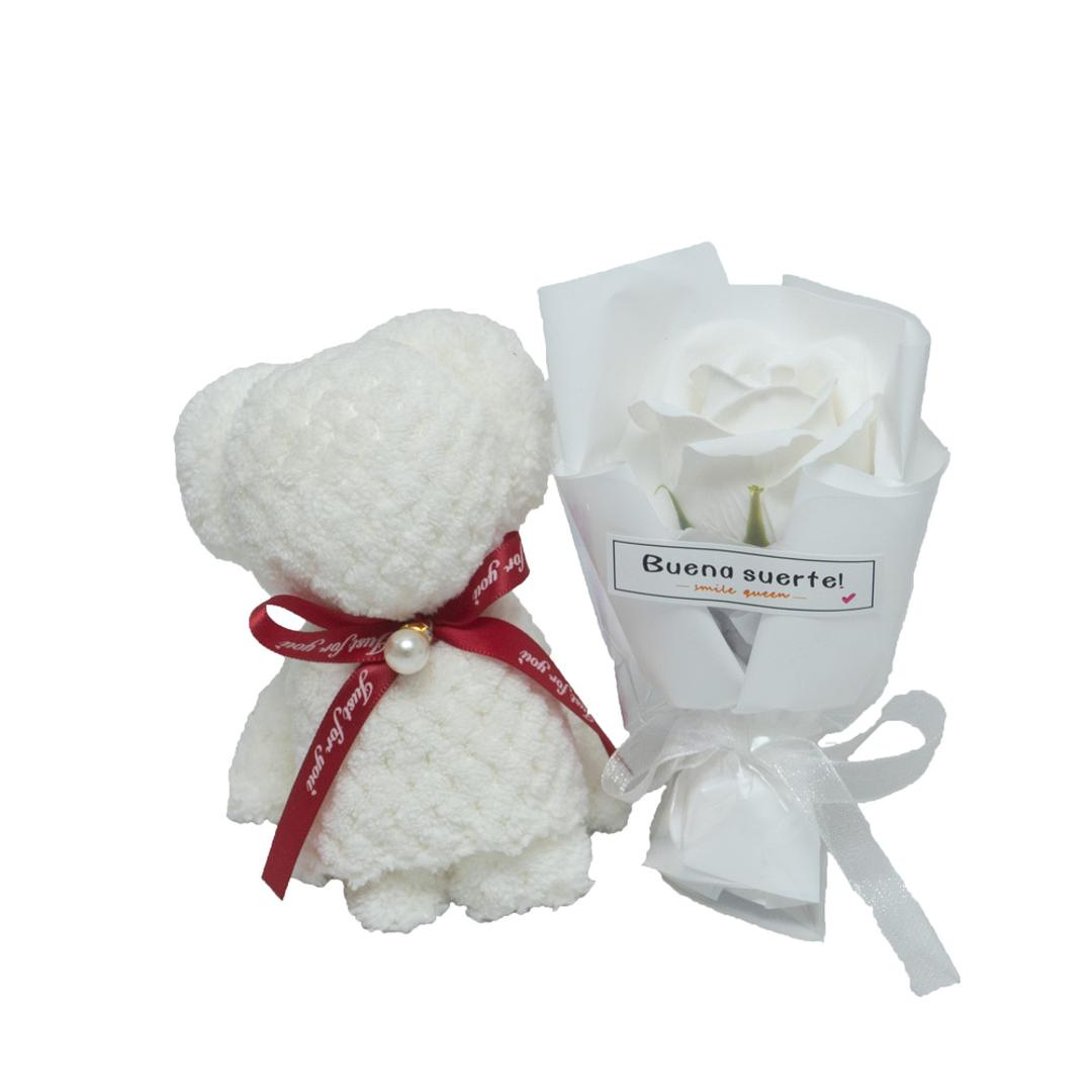 タオル ソープフラワー ギフト 通販 タオルベアギフト ハンドタオル ソープフラワーギフト 贈りもの 贈り物 贈物 かわいい 可愛い くま 熊 クマ ベア お祝い お礼 生活雑貨 生活用品 インテリア雑貨 日用品 おしゃれ オシャレ ホワイト ・