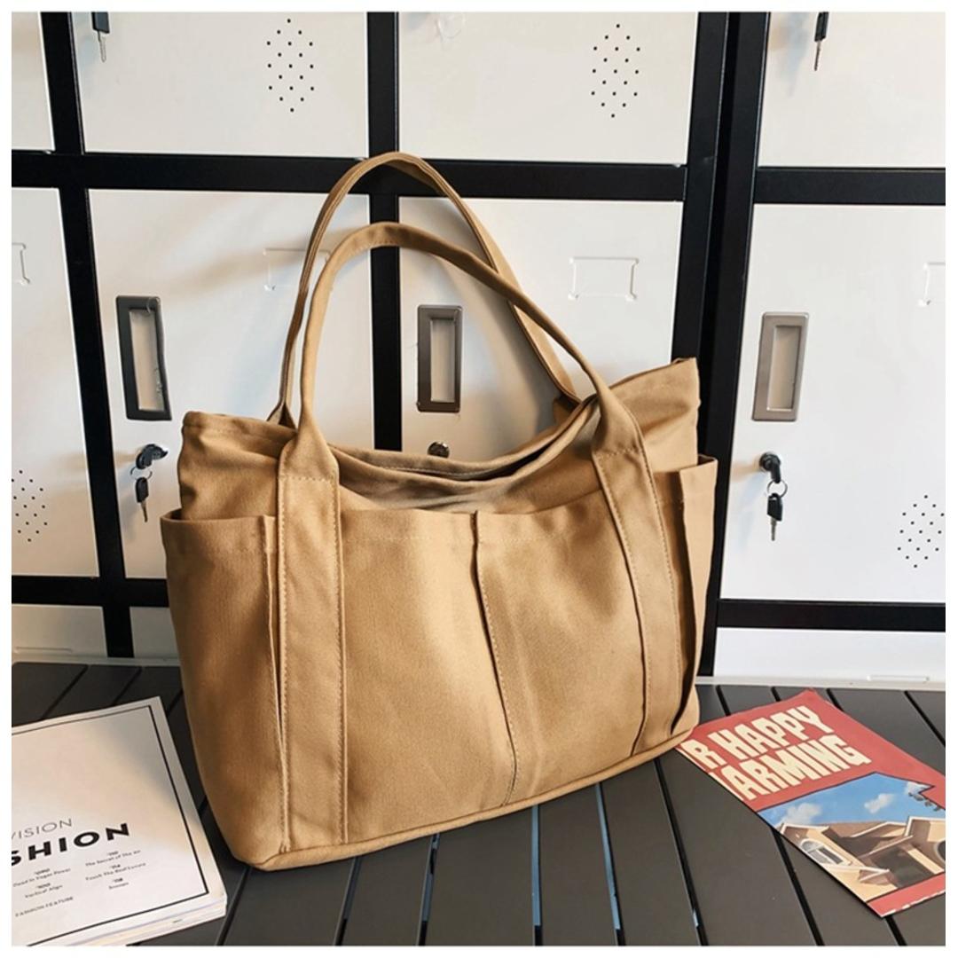 【最短即日発送】【送料無料】トートバッグ レディース A4 通販 トート マザーズバッグ バッグ かばん トートバック 鞄 バック 大容量 キャンバス 無地 大きめ 大人 学生 通勤 通学 ビジネス マイバッグ ポケット マチあり シンプル カジュアル おしゃれ オシャレ かわいい ベージュ ・