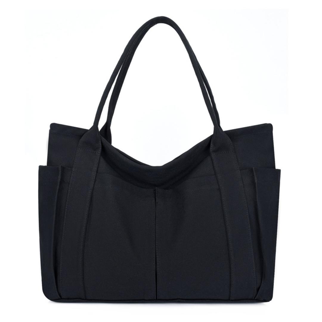 【最短即日発送】【送料無料】トートバッグ レディース A4 通販 トート マザーズバッグ バッグ かばん トートバック 鞄 バック 大容量 キャンバス 無地 大きめ 大人 学生 通勤 通学 ビジネス マイバッグ ポケット マチあり シンプル カジュアル おしゃれ オシャレ かわいい ブラック ・