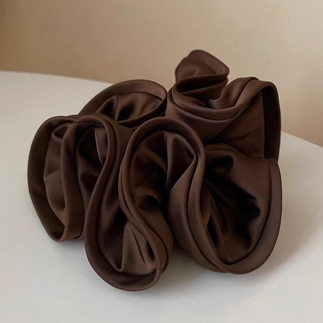 シュシュ 大人 通販 ヘアゴム ヘアアクセサリー 大きいサイズ 大きめ おしゃれ シンプル 大人向け 無地 きれいめ 上品 オシャレ 大人っぽい オフィス 通勤 通学 ヘアアクセ しゅしゅ まとめ髪 ヘアアレンジ ダークブラウン ・