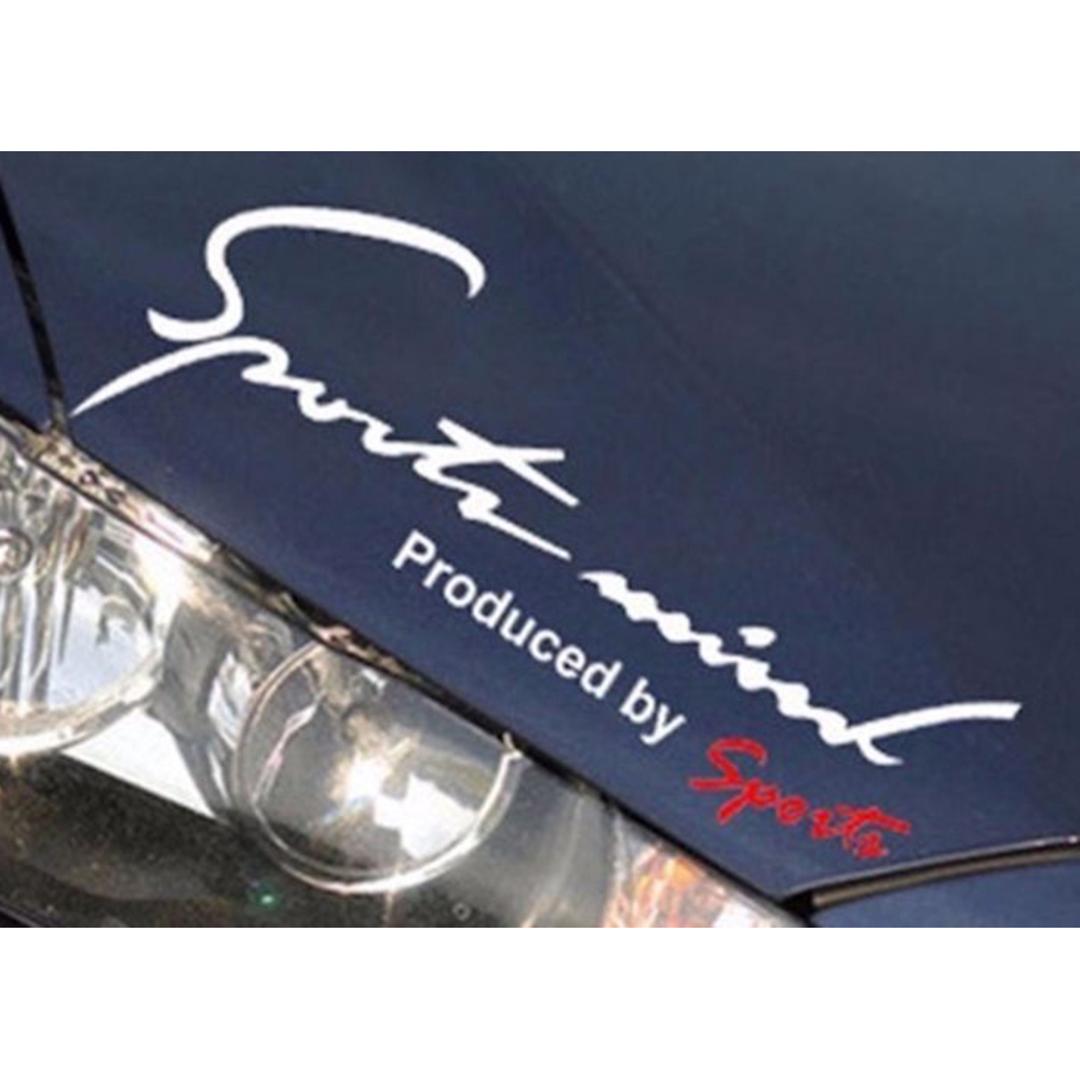 車 ステッカー おしゃれ 通販 Mサイズ 約9.5×25cm 車に貼るステッカー カッティングシート 外装 カーアクセサリー アクセサリー クルマ サイド ボンネット リア シール デカール 車アクセサリー バイク Sport mind スポーツマインド ホワイトシルバー ・