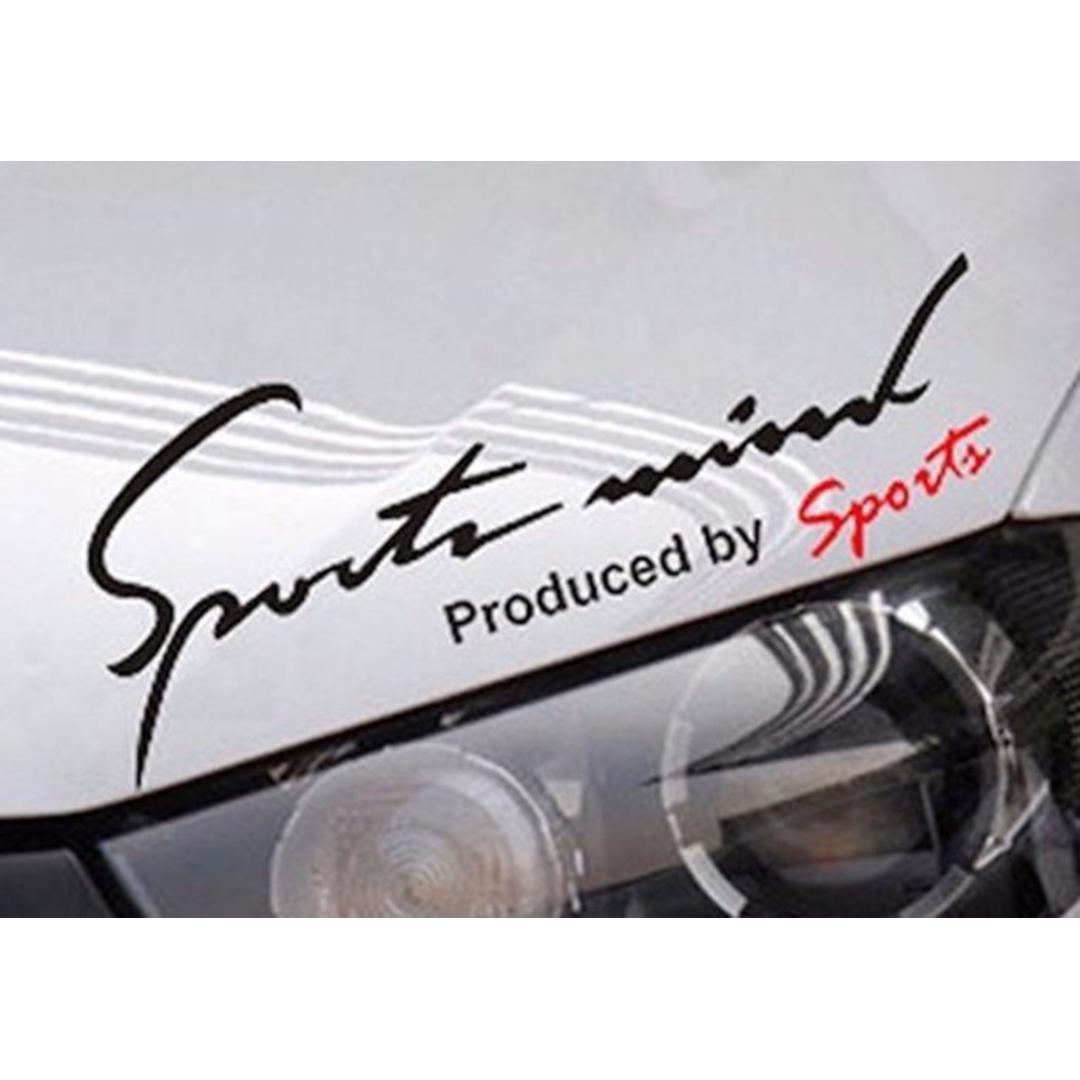 車 ステッカー おしゃれ 通販 Lサイズ 約10×30cm 車に貼るステッカー カッティングシート 外装 カーアクセサリー アクセサリー クルマ サイド ボンネット リア シール デカール 車アクセサリー バイク Sport mind スポーツマインド ブラック ・