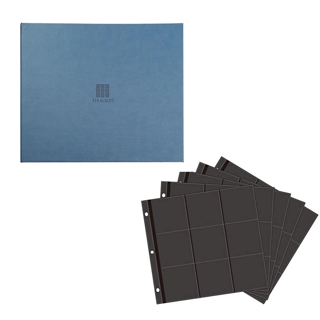 ましかく アルバム 9面 通販 ましかく 414 アルバム 大容量 黒台紙 ベビー フォトアルバム まし かく 写真 9面ポケット ポケットアルバム バインダー 真四角 出産祝い 結婚祝い 七五三 ベビー 赤ちゃん 正方形 スクエア ブルー ・