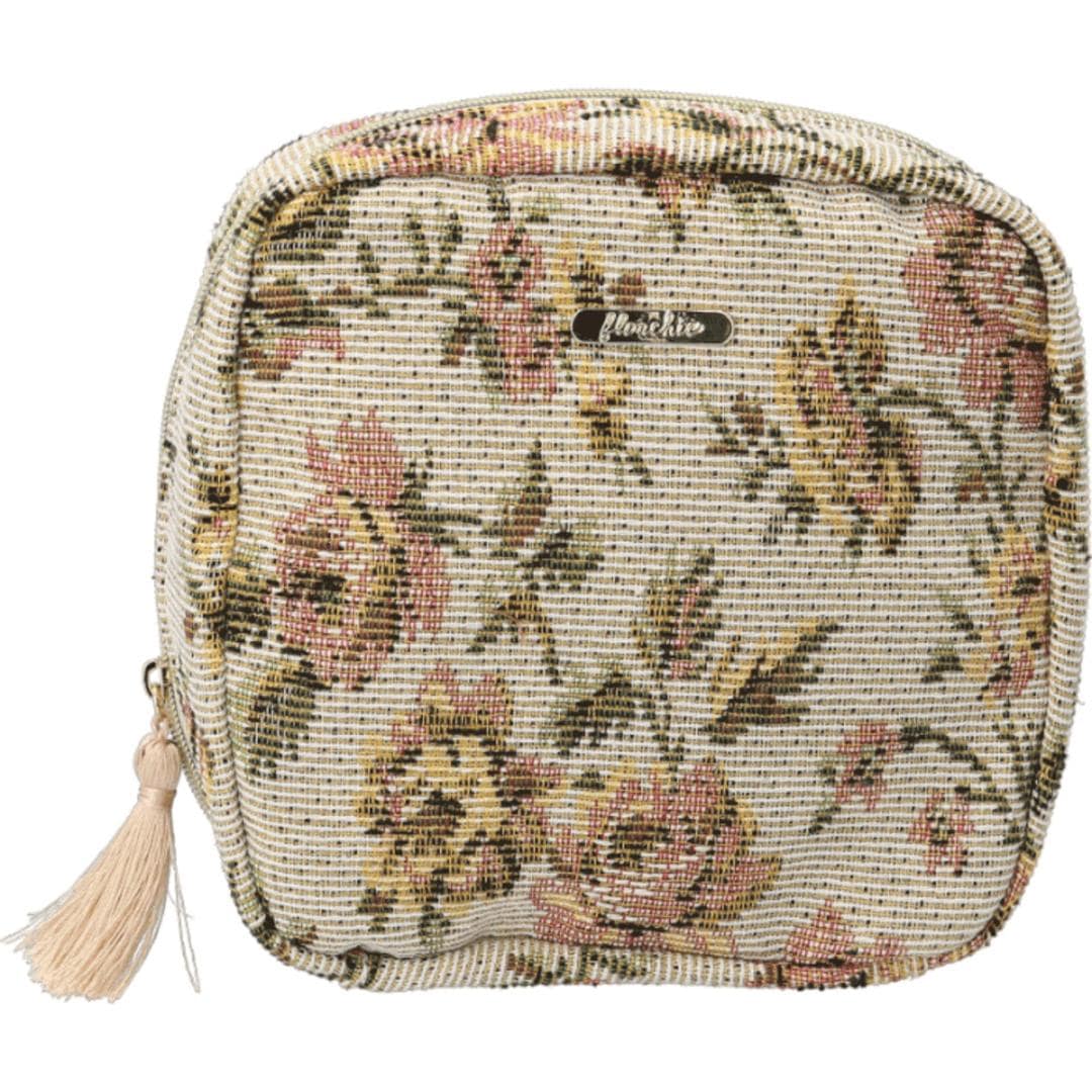 スクエアポーチ おしゃれ 通販 小物入れ 化粧ポーチ メイクポーチ コスメポーチ トラベルポーチ ポーチ 持ち運び コンパクト 収納 整理 レディース 女性 カジュアル かわいい オシャレ 可愛い 小物収納 旅行 トラベル ギフト 贈り物 フロルシックベージュ ・