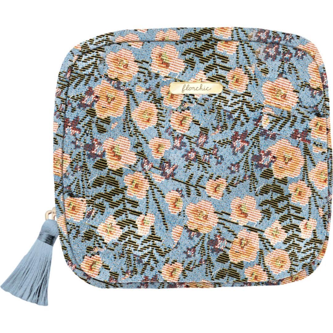 スクエアポーチ おしゃれ 通販 小物入れ 化粧ポーチ メイクポーチ コスメポーチ トラベルポーチ ポーチ 持ち運び コンパクト 収納 整理 レディース 女性 カジュアル かわいい オシャレ 可愛い 小物収納 旅行 トラベル ギフト 贈り物 フロルシックブルー ・