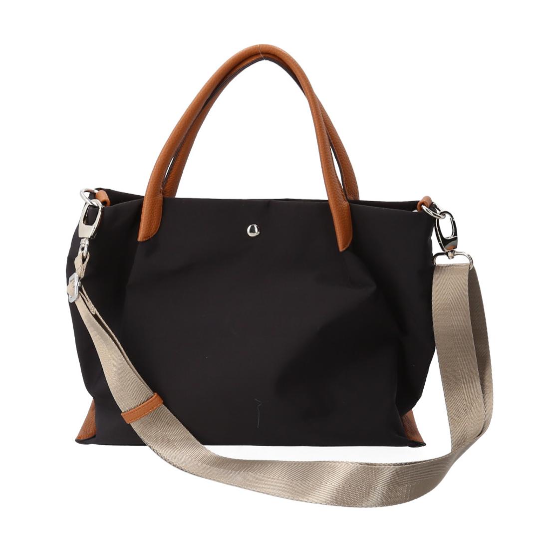 ハンドバッグ レディース 2way 通販 laportadizucchero ラポルタディズッケロ 2wayハンドバッグ ナイロンバッグ 柔らかい やわらかい 軽量 軽い かわいい おしゃれ 通勤 通学 多機能 シンプル お出掛け 大人 女性 ギフト 贈り物 ブラック ・