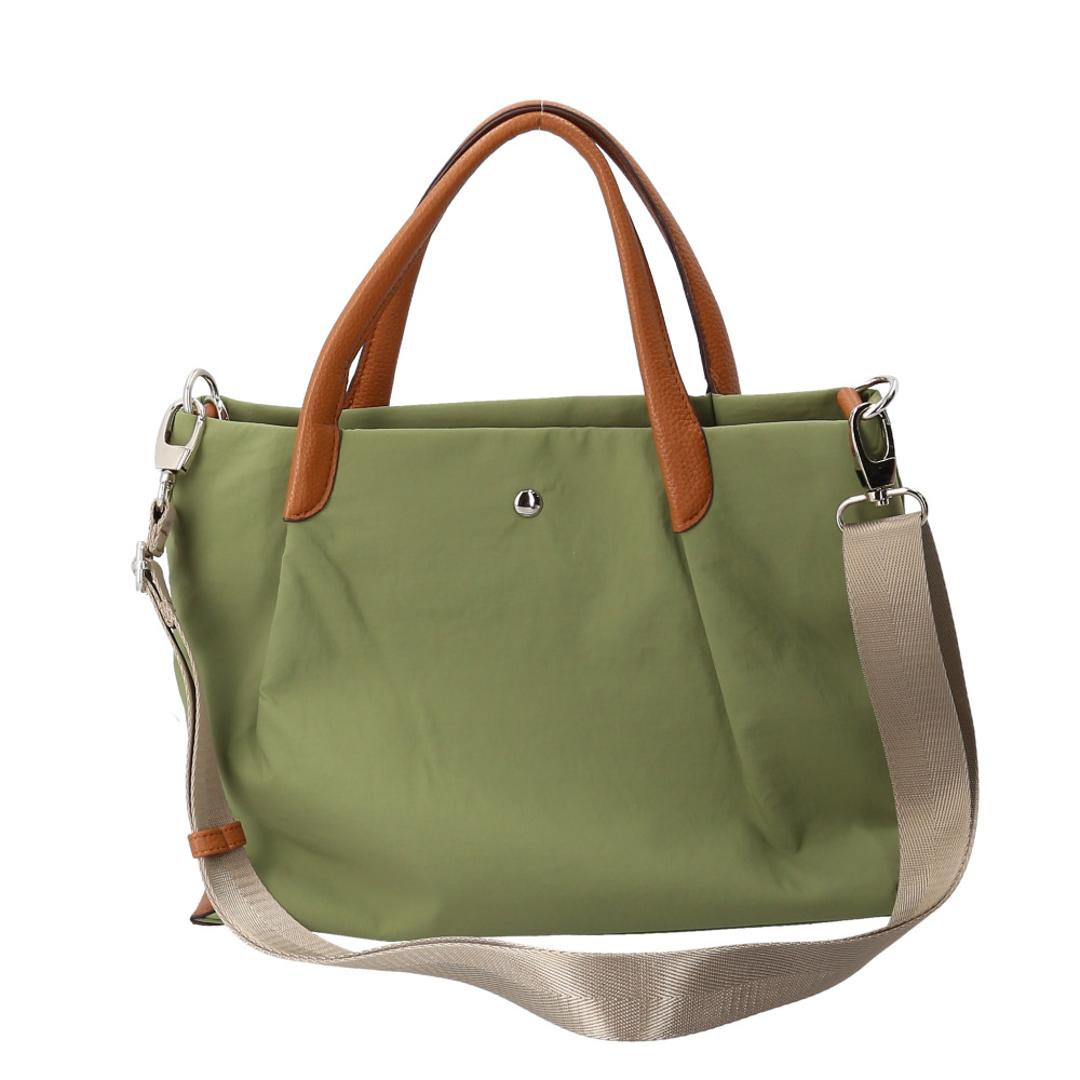 ハンドバッグ レディース 2way 通販 laportadizucchero ラポルタディズッケロ 2wayハンドバッグ ナイロンバッグ 柔らかい やわらかい 軽量 軽い かわいい おしゃれ 通勤 通学 多機能 シンプル お出掛け 大人 女性 ギフト 贈り物 グリーン ・