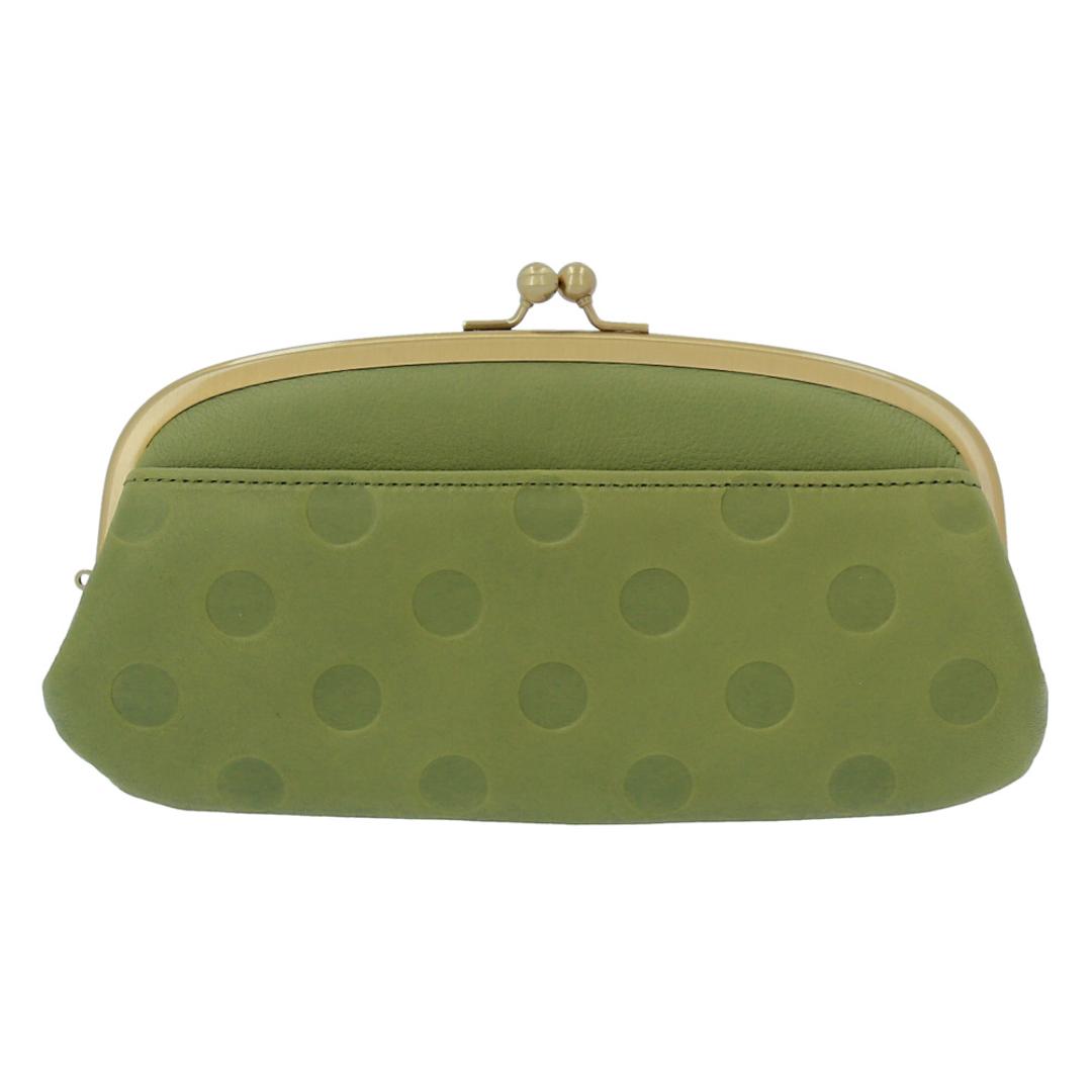 財布 レディース 長財布 ブランド 通販 un signet アンシグネ がま口 大容量 本革 レザー 牛革 カウレザー 日本製 大人 かわいい ドット 水玉 55214 おしゃれ シンプル カジュアル ナチュラル 母の日 誕生日 記念日 ギフト プレゼント グリーン ・