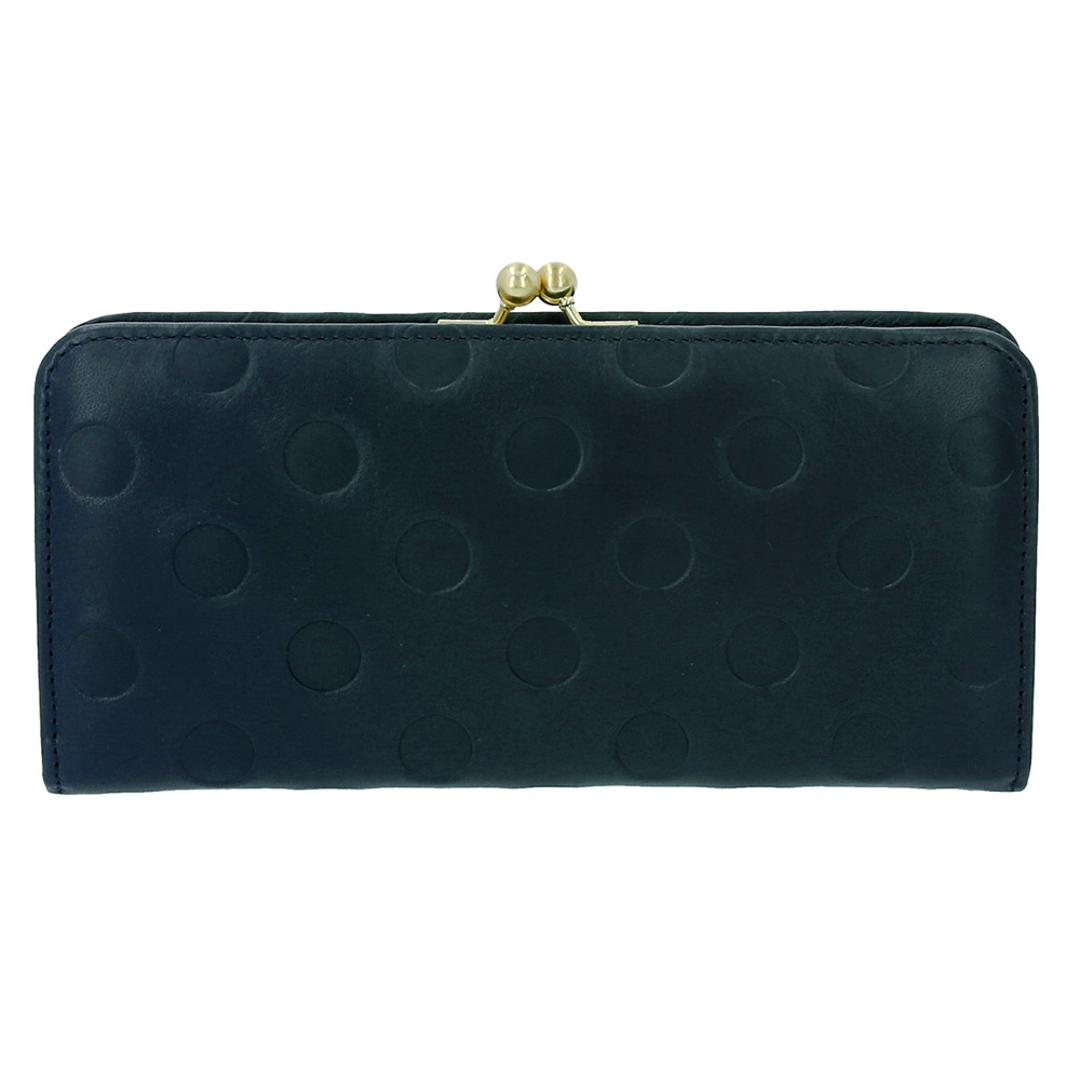 財布 レディース 長財布 ブランド 通販 un signet アンシグネ がま口 本革 レザー 牛革 カウレザー 日本製 大人 かわいい ドット 水玉 55338 おしゃれ シンプル カジュアル ナチュラル 母の日 誕生日 記念日 ギフト プレゼント ネイビー ・