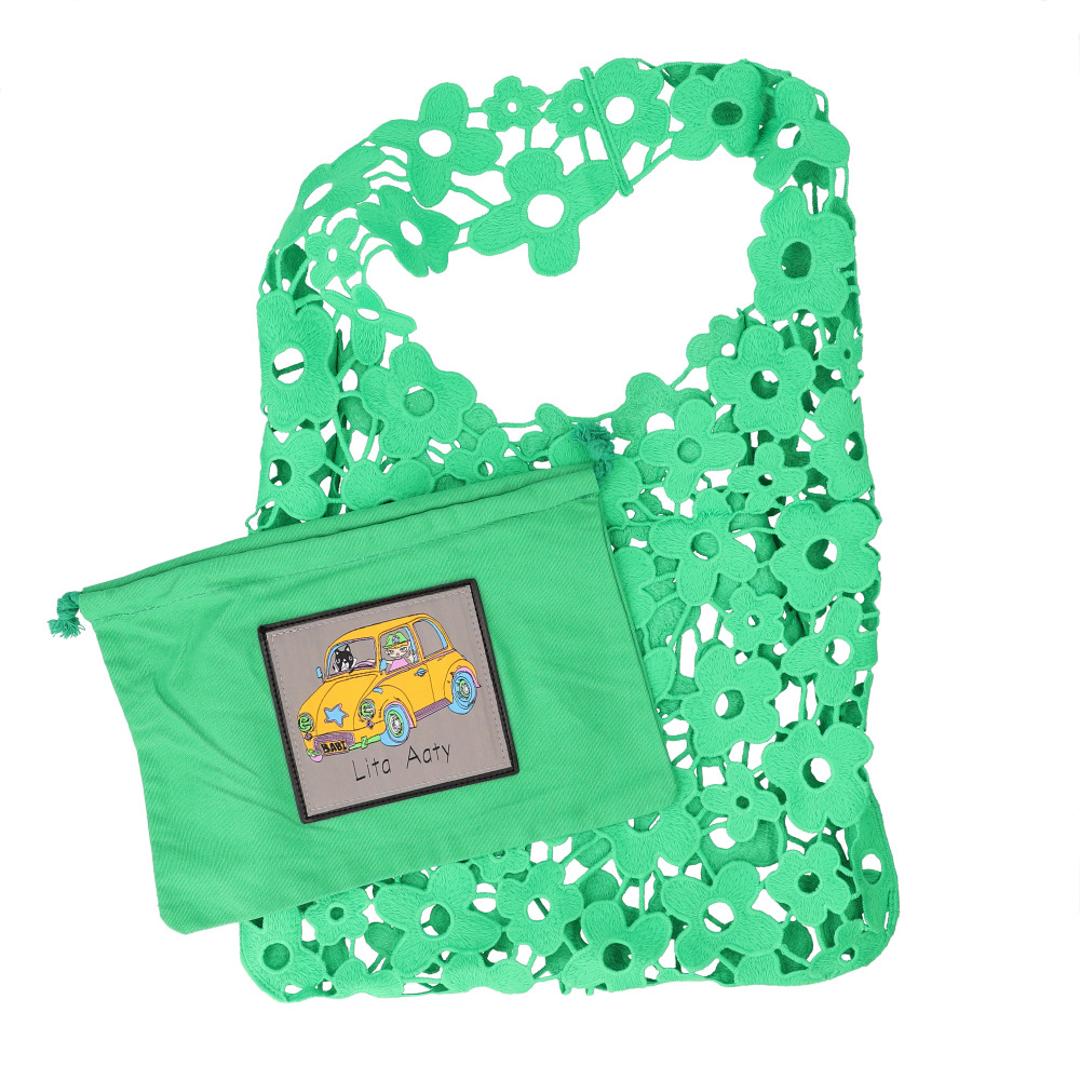 トートバッグ レディース 通販 ポーチ付き 手提げバッグ Lyre リタちゃん かわいい おしゃれ キュート 刺繍 スパンコール バッグ サブバッグ 通勤 お出かけ お出掛け スリム コンパクト 縦型タイプ 持ちやすい レディースバッグ 贈り物 ギフト グリーン ・