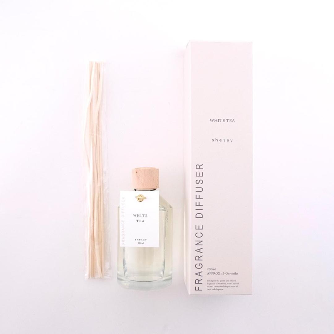 shesay フレグランスディフューザー L 通販 スティックディフューザー ルームフレグランス リードディフューザー ディフューザー スティック 芳香器 香り フレグランス ギフト 贈り物 リビング クリア 瓶 部屋用 ナチュラル シンプル インテリア ホワイトティー ・