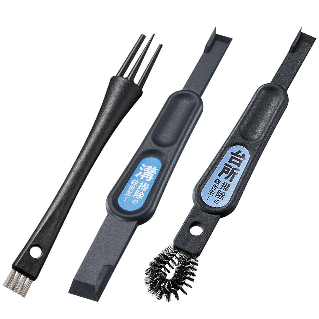 掃除 ブラシ 3種セット 通販 ごっそり溝職人 汚れごっそり溝職人 掃除ブラシ 掃除 道具 隙間掃除 キッチンブラシ ヘラ へら すき間掃除 すき間洗いブラシ フローリング サッシ 溝 溝職人 掃除用品 グッズ キッチン ブラック ・