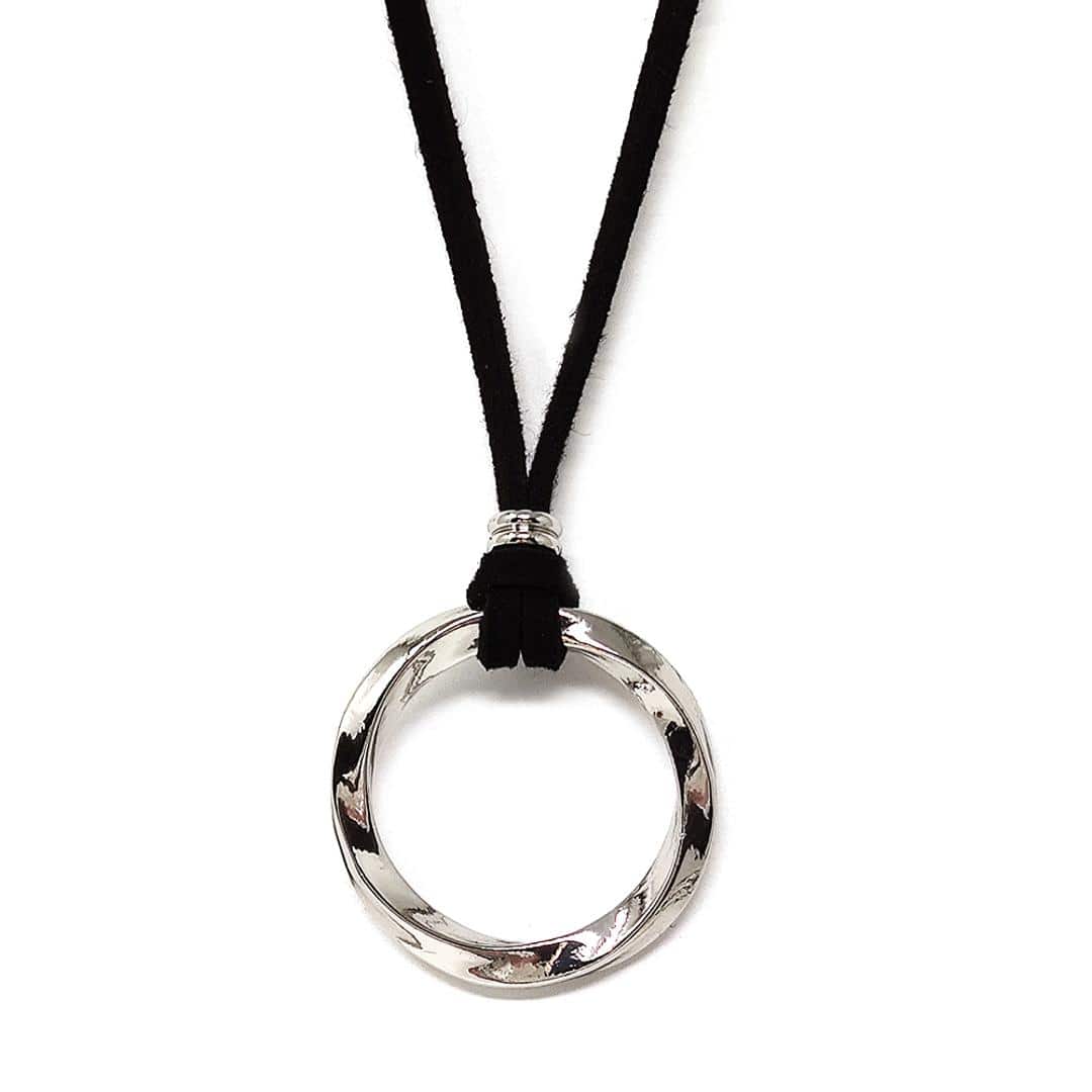 ネックレス メンズ 通販 ロングネックレス ツイストネックレス リングネックレス メンズネックレス ペンダント 男性 女性 アクセサリー シンプル カジュアル リング形状 おしゃれ かっこいい 大人 おとな リング型 長さ調節可能 ギフト 贈り物 SILVER ・