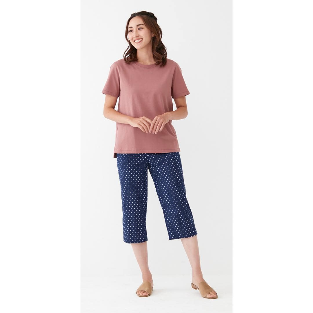 ルームウェア パンツ レディース 通販 日本製 リラックスパンツ 綿100 パジャマパンツ ホームウェア 部屋着 ホームパンツ ズボン コットン 高島ちぢみ 涼感ゆったり おしゃれ ボトムス 春 夏 薄手 洗える かわいい 吸水 速乾 ウエストゴム 楽ちん ネイビードット Mサイズ