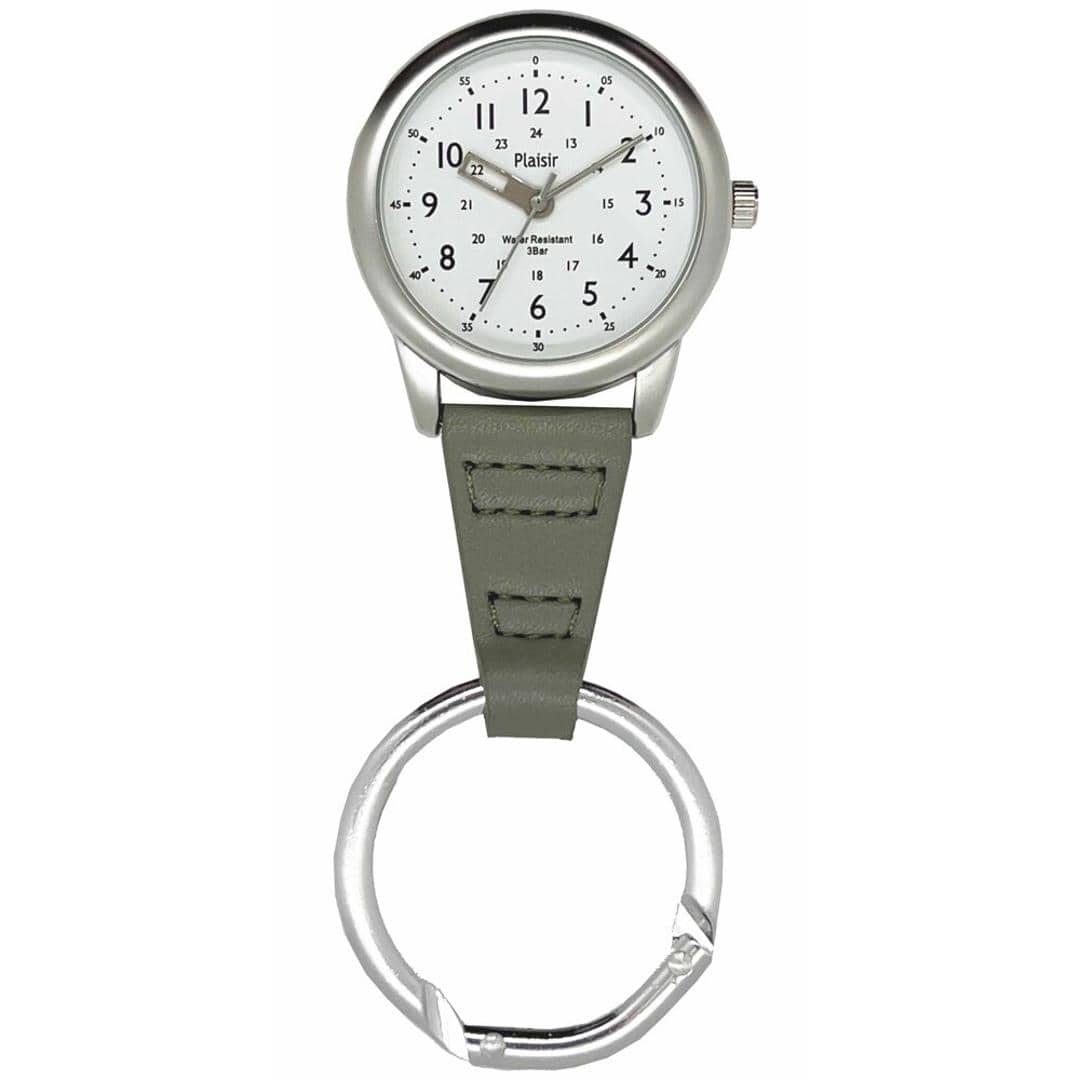 時計 付き キーホルダー 通販 Plaisir 時計 プレジール TK-437 カラビナウォッチ ナースウォッチ 懐中時計 カラビナ時計 レディース メンズ キッズ 子ども おしゃれ かわいい きれいめ カジュアル 誕生日 クリスマス 贈り物 ギフト カーキ ・