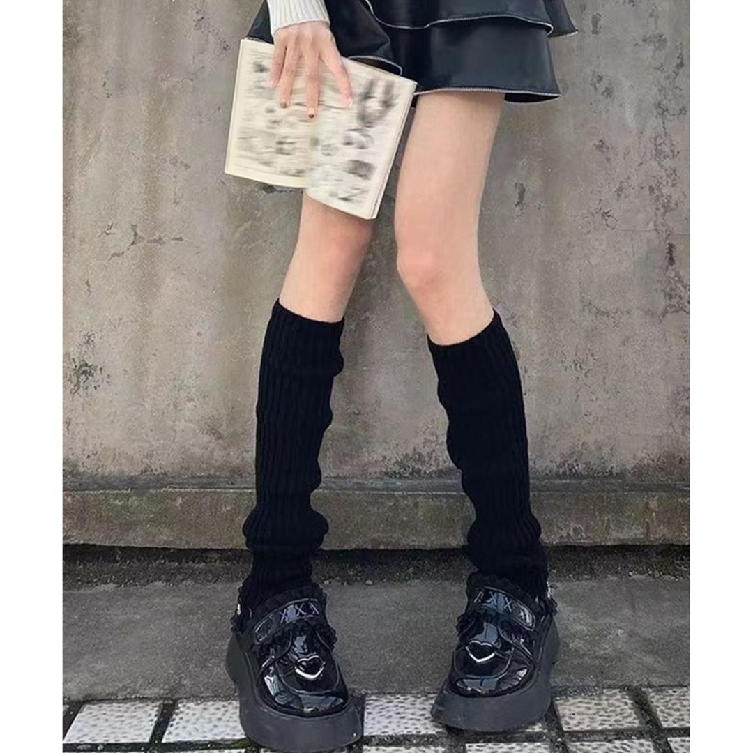 レッグウォーマー 45cm 通販 ニットレッグウォーマー レッグ ウォーマー レッグウオーマー レッグウェア 足首ウォーマー ニット diamond hearts ダイヤモンドハーツ レディース 靴下 ソックス ルーズソックス 防寒 秋冬 冷え対策 ブラック ・
