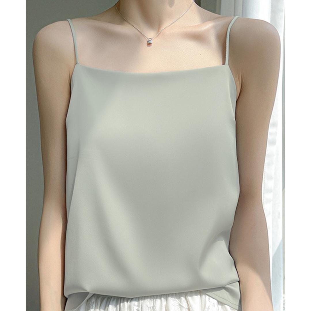 キャミソール カップなし 通販 サテン キャミ サテンキャミ さらさら 透けにくい レディース トップス インナー 大人 かわいい きれいめ 上品 シンプル 無地 おしゃれ 可愛い 女性 top-098 ダイヤモンドハーツ Diamond Hearts ライトグリーン Mサイズ