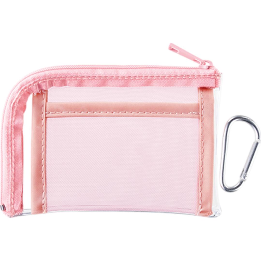 クリア ポーチ アクスタケース 通販 アクスタポーチ 缶バッチ 推し活 推しカラー 推し活グッズ アクスタ トレカ クリアポーチ カラビナ付 グッズ 推し色 メンバーカラー 透明 キーホルダー 小物ポーチ ミニポーチ メッシュポケット 持ち運び 持ち歩き ライトピンク ・