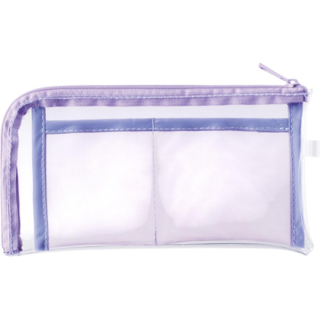 ポーチ アクスタポーチ クリア 通販 アクスタケース 缶バッチ アクスタ トレカ 推し活 推しカラー 推し活グッズ クリアポーチ ペンケース 透明 推し色 小物ポーチ メンバーカラー ロングポーチ キーホルダー メッシュポケット 収納ケース 持ち運び 持ち歩き パープル ・