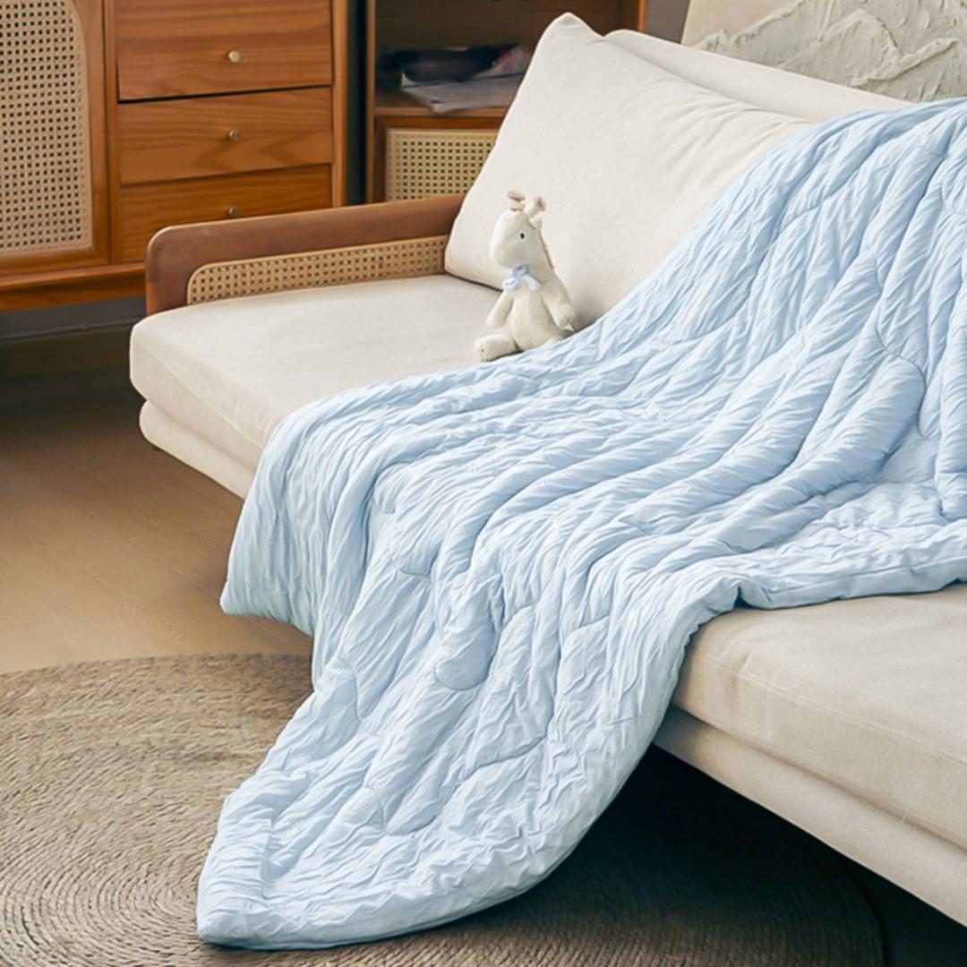 冷感 ひんやり ケット 通販 ハーフケット レーヨンケット 薄掛け布団 100×140cm 薄がけ布団 140×100cm お昼寝ケット ブランケット ひざ掛け 洗える 薄手 軽量 夏用 夏 子ども用 子供用 ベビーふとん ベビー布団 寝具 インテリア ブルー ・