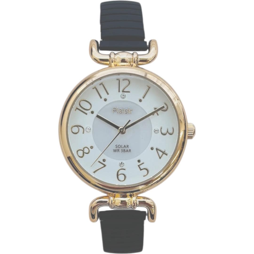 プレジール 腕時計 Plaisir TSS-904 通販 リストウォッチ ソーラーウォッチ レディース ソーラー ウォッチ ニッケルフリー 3気圧防水 蓄光ダイヤル仕様 通勤 通学 試験 受験 かわいい おしゃれ シンプル 蛇腹 ジャバラ レディース腕時計 ブラック ・