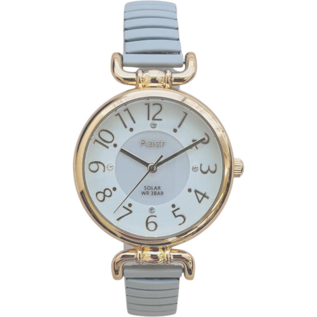 プレジール 腕時計 Plaisir TSS-904 通販 リストウォッチ ソーラーウォッチ レディース ソーラー ウォッチ ニッケルフリー 3気圧防水 蓄光ダイヤル仕様 通勤 通学 試験 受験 かわいい おしゃれ シンプル 蛇腹 ジャバラ レディース腕時計 ブルーグレー ・