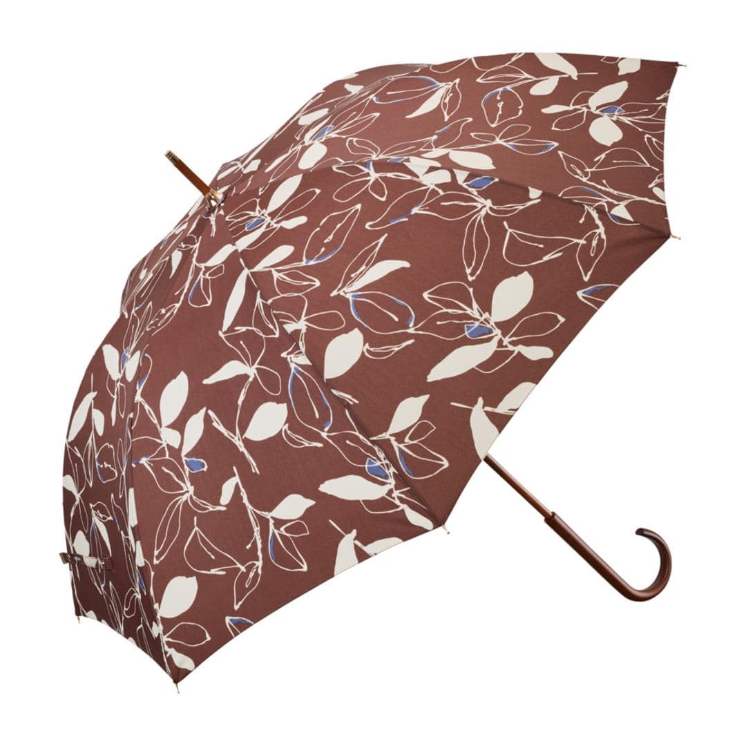 長傘 レディース 通販 umbulatio アンブラティオ 雨傘 婦人傘 レディース傘 傘 かさ カサ 手開き傘 開閉しやすい おしゃれ かわいい 通勤 通学 木棒シャフト 上品 誕生日 母の日 ギフト 贈り物 リーフブラウン ・