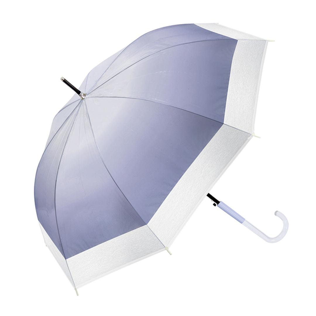 ビニール傘 60cm レディース 通販 長傘 雨傘 ジャンプ傘 傘 ビニール 60センチ 女性 女子 高校生 中学生 通勤 通学 バイカラー 無地 シンプル おしゃれ かわいい 婦人傘 オシャレ 可愛い くすみカラー ツートンカラー 切り替え レディース雨傘 グロッシーBLGY ・