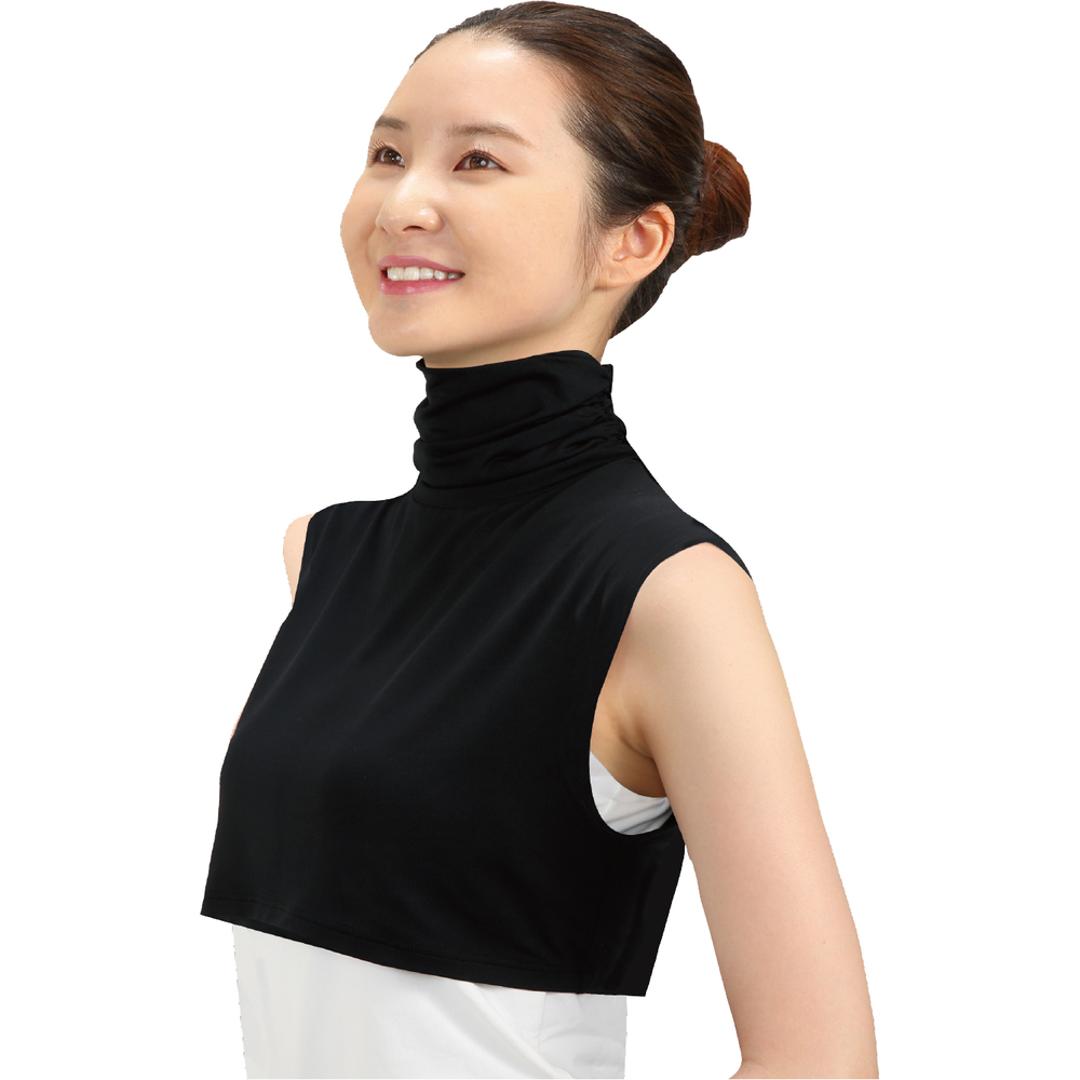 UV ネックカバー 通販 フィットスタイル Fit Style ネック カバー UVカット 接触冷感 レディース UV-389 付け襟タイプ UPF50+ つけ襟 付け襟 ハイネック デコルテ うなじ 首 モノトーン 暑さ対策用品 レディースファッション ブラック ・
