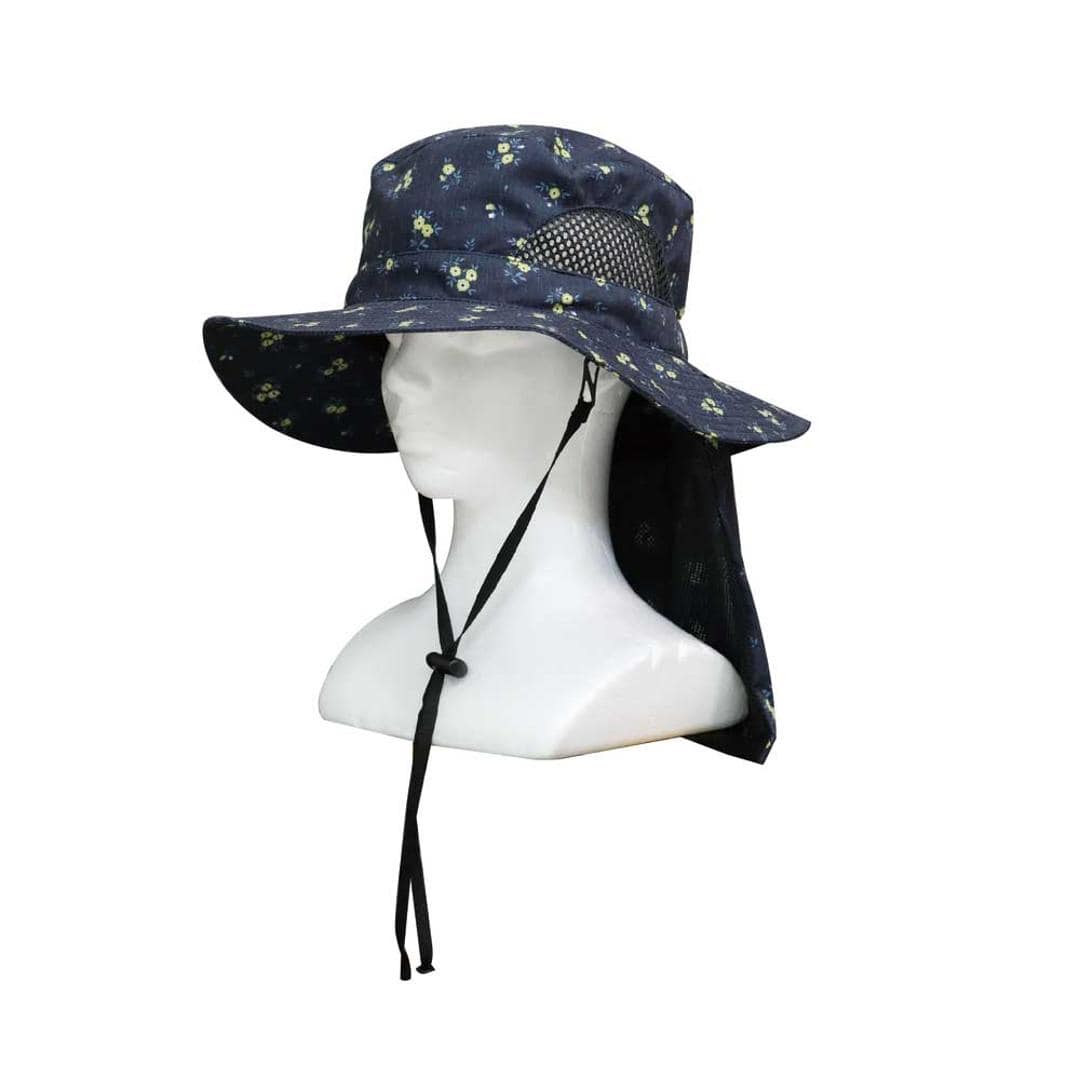 UVカット 帽子 レディース 日よけ 首の後ろ 通販 サファリハット 折りたたみ帽子 つば広帽子 撥水 おりたたみ 折りたたみ 夏 春 秋 アウトドア 運動会 観戦 見学 ガーデニング 農業 庭 手入れ メッシュ 風通し メッシュポケット 保冷剤 レディース帽子 小花 ・