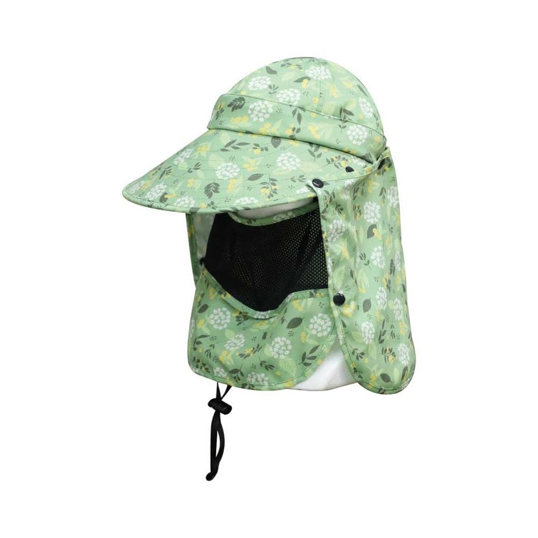 UVカット 帽子 レディース 日よけ 首の後ろ 通販 つば広帽子 折りたたみ帽子 撥水 つば 長い 深め おりたたみ 折りたたみ 夏 春 秋 フェイスガード フェイスカバー付き アウトドア 運動会 スポーツ観戦 ガーデニング 農業 庭 手入れ レディース帽子 グリーンリーフ ・