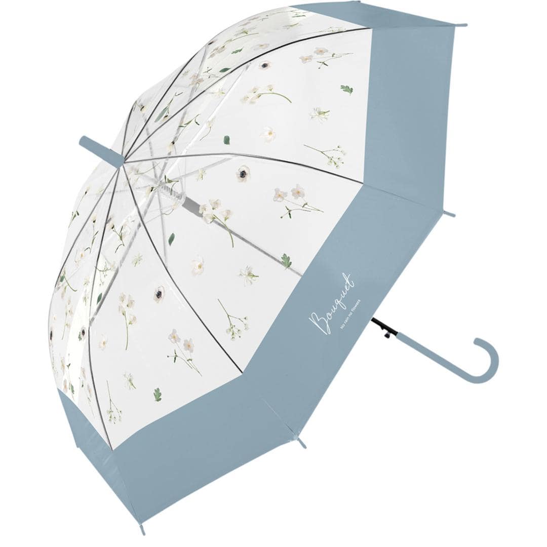 ビニール傘おしゃれ 通販 ビニール傘 ジャンプ傘 ビニール 傘 雨傘 長傘 レディース 丈夫 グラスファイバー 60cm 60センチ 女性 女性用 通学 通勤 女子 かわいい オシャレ 可愛い 中谷 115 レースフラワービニール レディース雨傘 ブーケ/ブルー ・