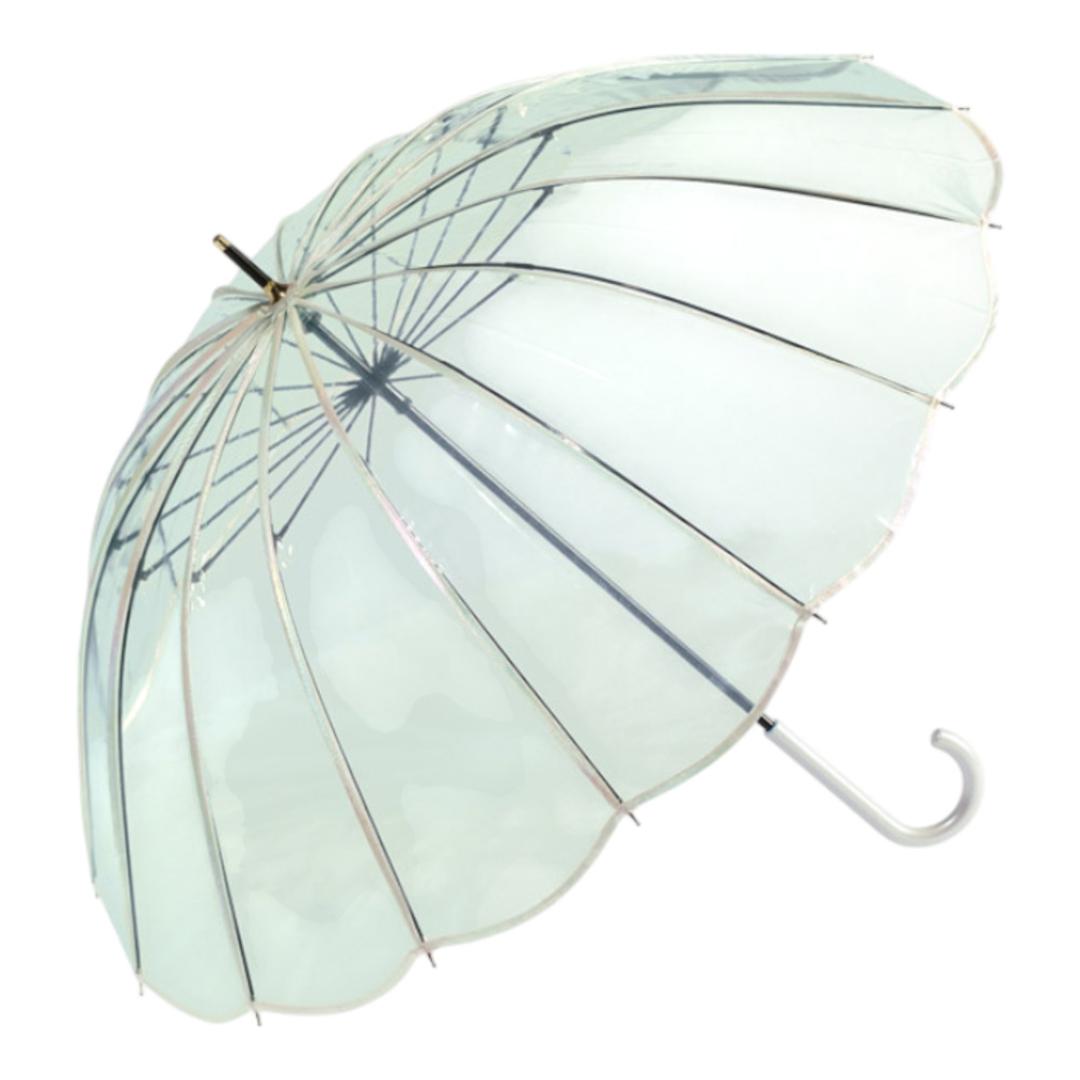 wpc ワールドパーティ ビニール傘 レディ-ス 通販 長傘 雨傘 傘 かさ カサ アンブレラ 透明 クリア カジュアル 親骨55cm 大きい 手開き マーメイド かわいい 可愛い 上品 エレガント 女性 社会人 学生 通勤 通学 おしゃれ オシャレ MINT ・