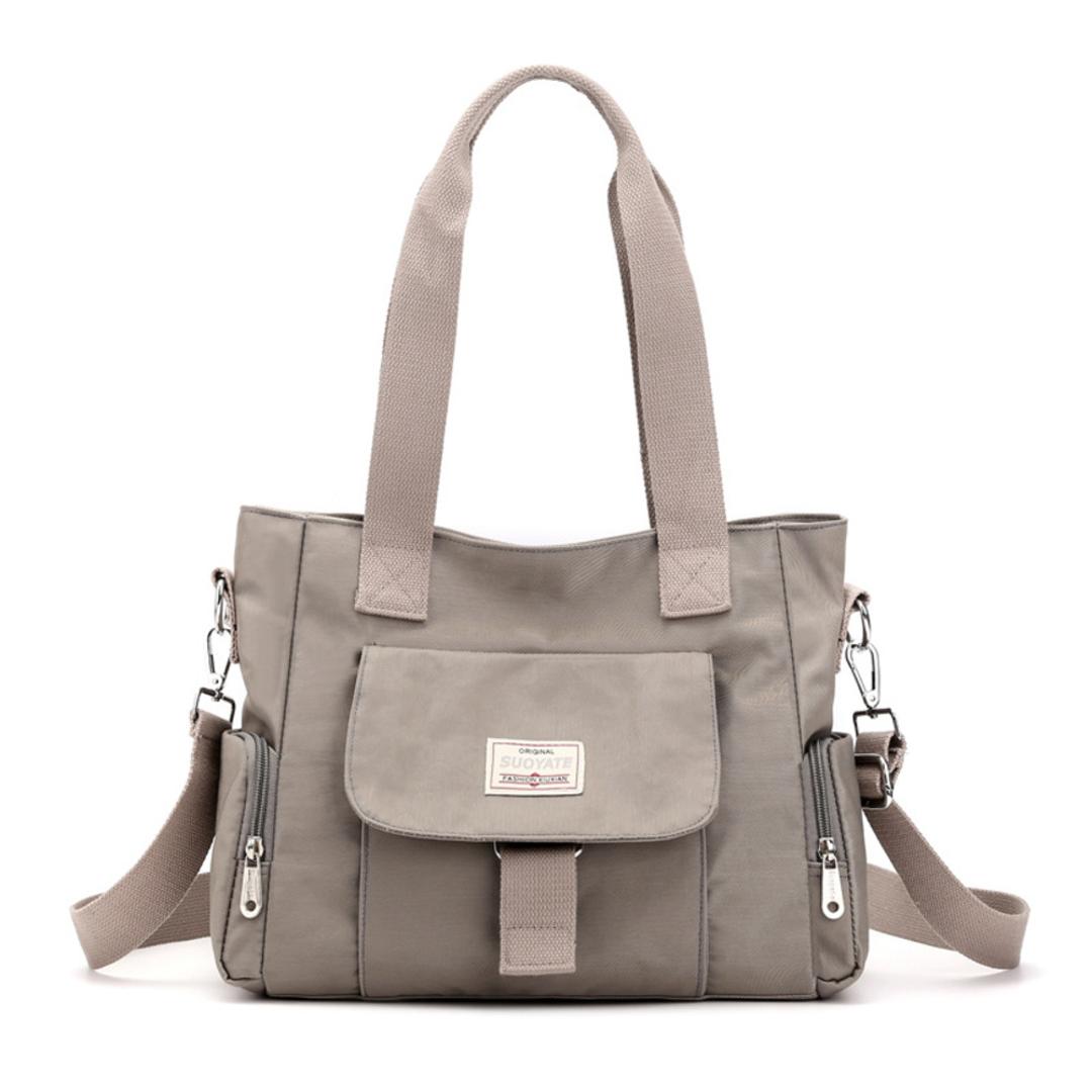 トートバッグ 斜め掛け レディース 通販 トートバック ショルダーバッグ ショルダーバック 斜め掛け 肩掛け ショルダー トート 手提げ 2way 軽量 大容量 撥水 A4 ナイロン おしゃれ 大人 通勤 通学 グレー ・