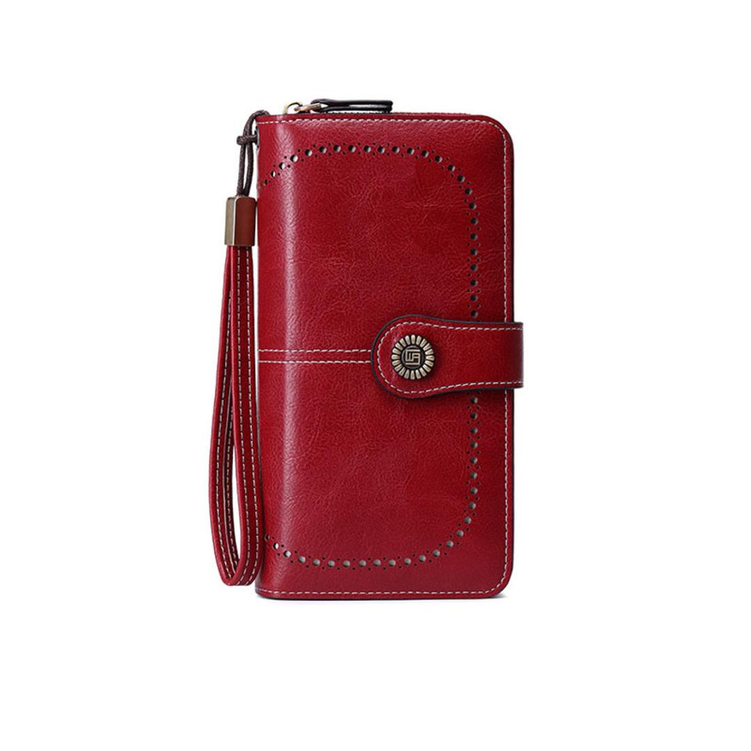 スキミング防止 長財布 レディース 通販 スキミング 防止 財布 長サイフ なが財布 大容量 カードケース カードがたくさん入る カード入れ 多い おしゃれ シンプル ラウンドファスナー RFID 磁気防止 便利 ストラップ スマホ 入る レディース財布 ワインレッド ・