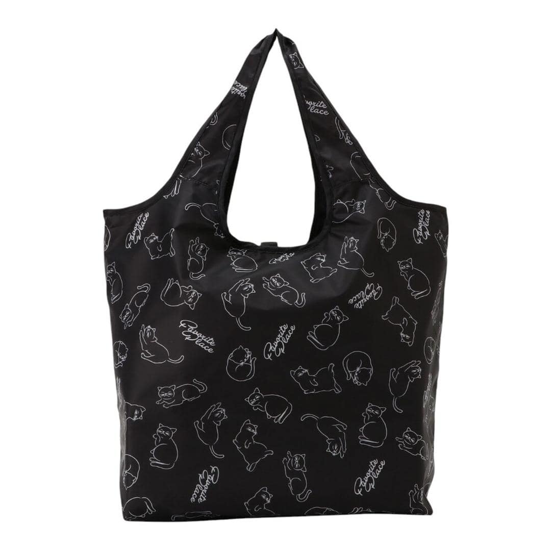 エコバッグ 保冷 折りたたみ コンパクト 通販 エコバック アニマル柄 エコ バック 大容量 ファスナー付き マチ広 マチ付き 折り畳み 軽量 マチあり 4321 買い物袋 おりたたみ 保温 動物 買い物 スーパー レディース メンズ かわいい おしゃれ バッグ ネコ/02ブラックxホワイト ・
