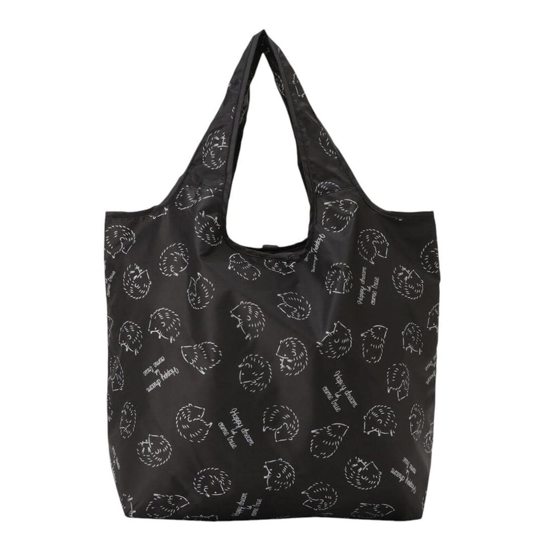 エコバッグ 保冷 折りたたみ コンパクト 通販 エコバック アニマル柄 エコ バック 大容量 ファスナー付き マチ広 マチ付き 折り畳み 軽量 マチあり 4321 買い物袋 おりたたみ 保温 動物 買い物 スーパー レディース メンズ かわいい おしゃれ バッグ ハリネズミ/05ブラックxホワイト ・