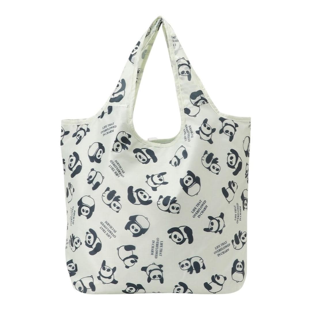エコバッグ 保冷 折りたたみ コンパクト 通販 エコバック アニマル柄 エコ バック 大容量 ファスナー付き マチ広 マチ付き 折り畳み 軽量 マチあり 4321 買い物袋 おりたたみ 保温 動物 買い物 スーパー レディース メンズ かわいい おしゃれ バッグ パンダ/04ベージュ ・