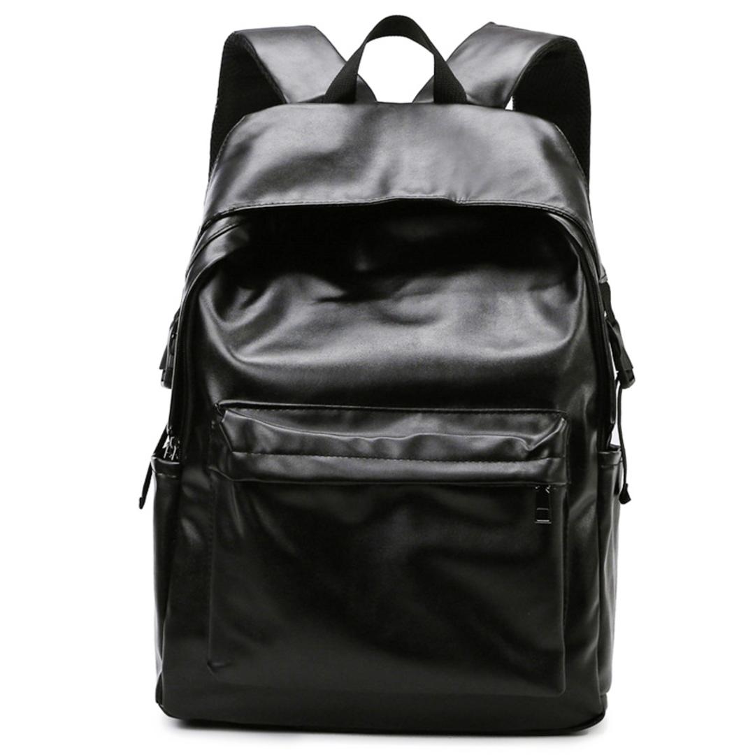 リュック 大容量 通学 通販 リュックサック デイパック ナップザック バックパック 耐摩耗性 やわらかい 柔らかい ジッパー PUレザー 無地 ユニセックス メンズ レディース シンプル 旅行 通勤 おしゃれ ブラック ・