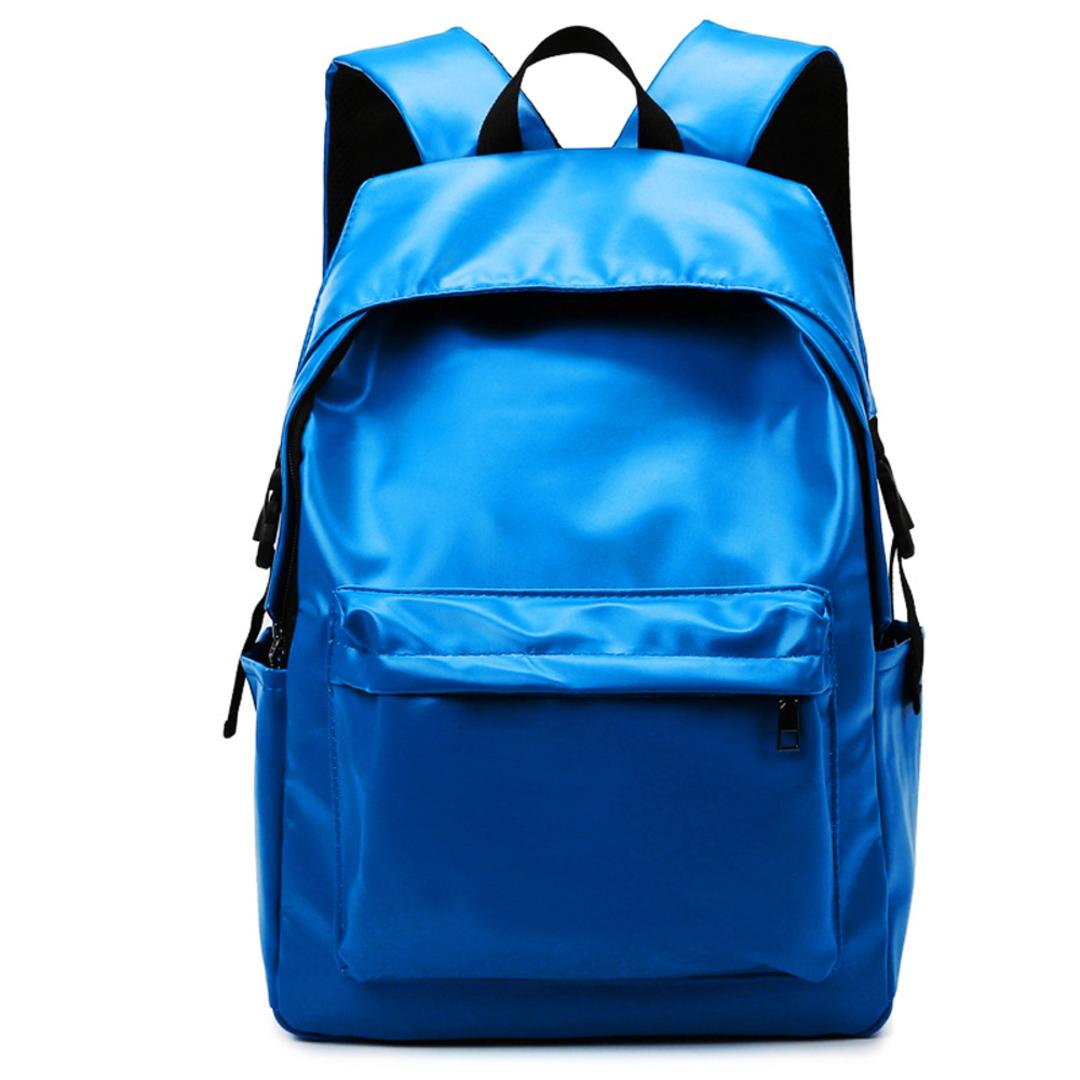 リュック 大容量 通学 通販 リュックサック デイパック ナップザック バックパック 耐摩耗性 やわらかい 柔らかい ジッパー PUレザー 無地 ユニセックス メンズ レディース シンプル 旅行 通勤 おしゃれ ブルー ・