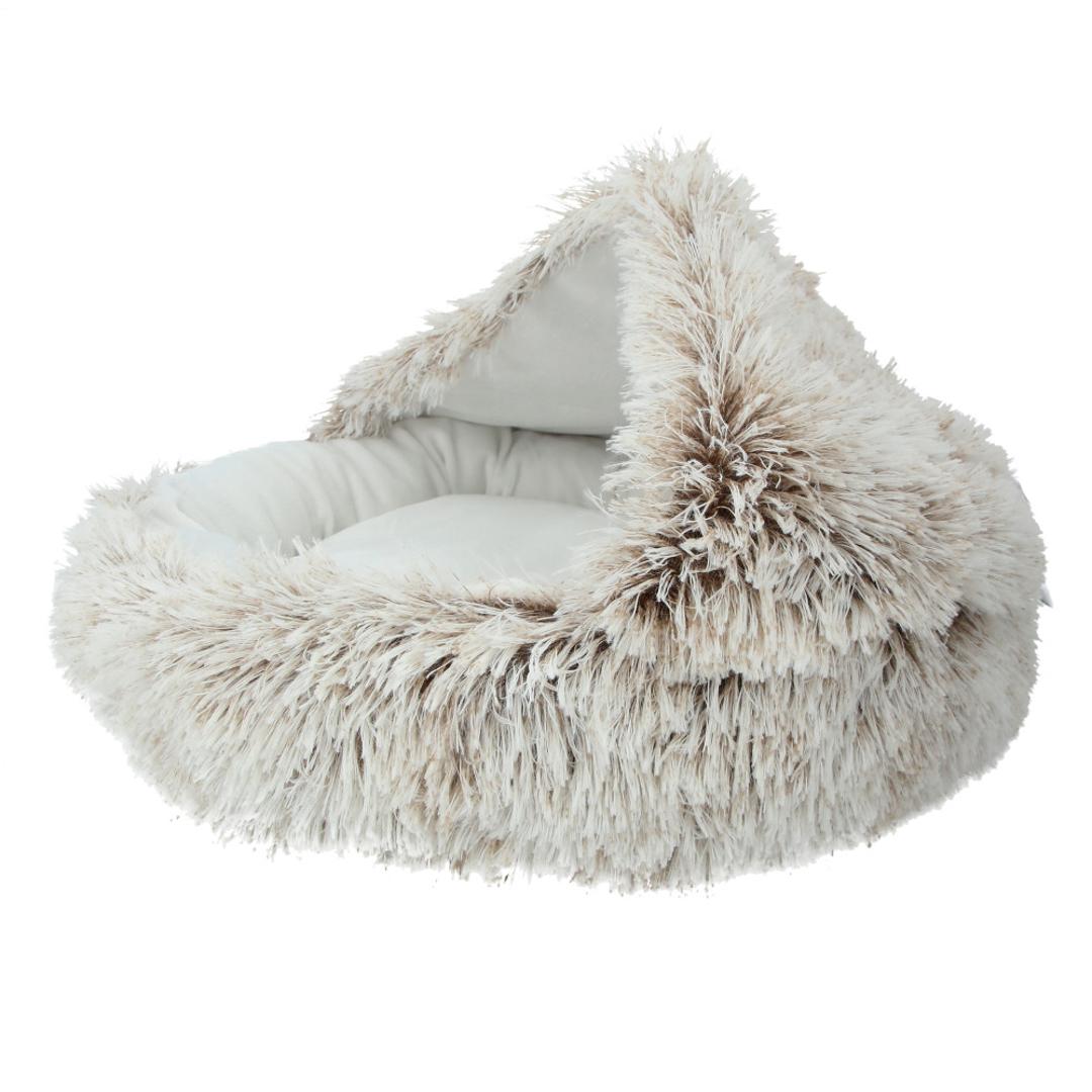 ペット ベッド ドーム 型 通販 丸型 クッション ベーシック フェイクファー ロングファー マカロン ドーム型 マカロンベッド 冬ベッド 冬用ベッド 滑り止め付き ふかふか ふわもこ ふわふわ ブラウン グレー ピンク かわいい イヌ いぬ 犬 ねこ ネコ 猫 イヌ用 いぬ用 犬用 ブラウン 【即日発送】ベーシック